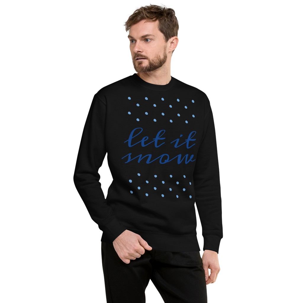Unisex Let It Snow Christmas Premium Printed Sweatshirt white