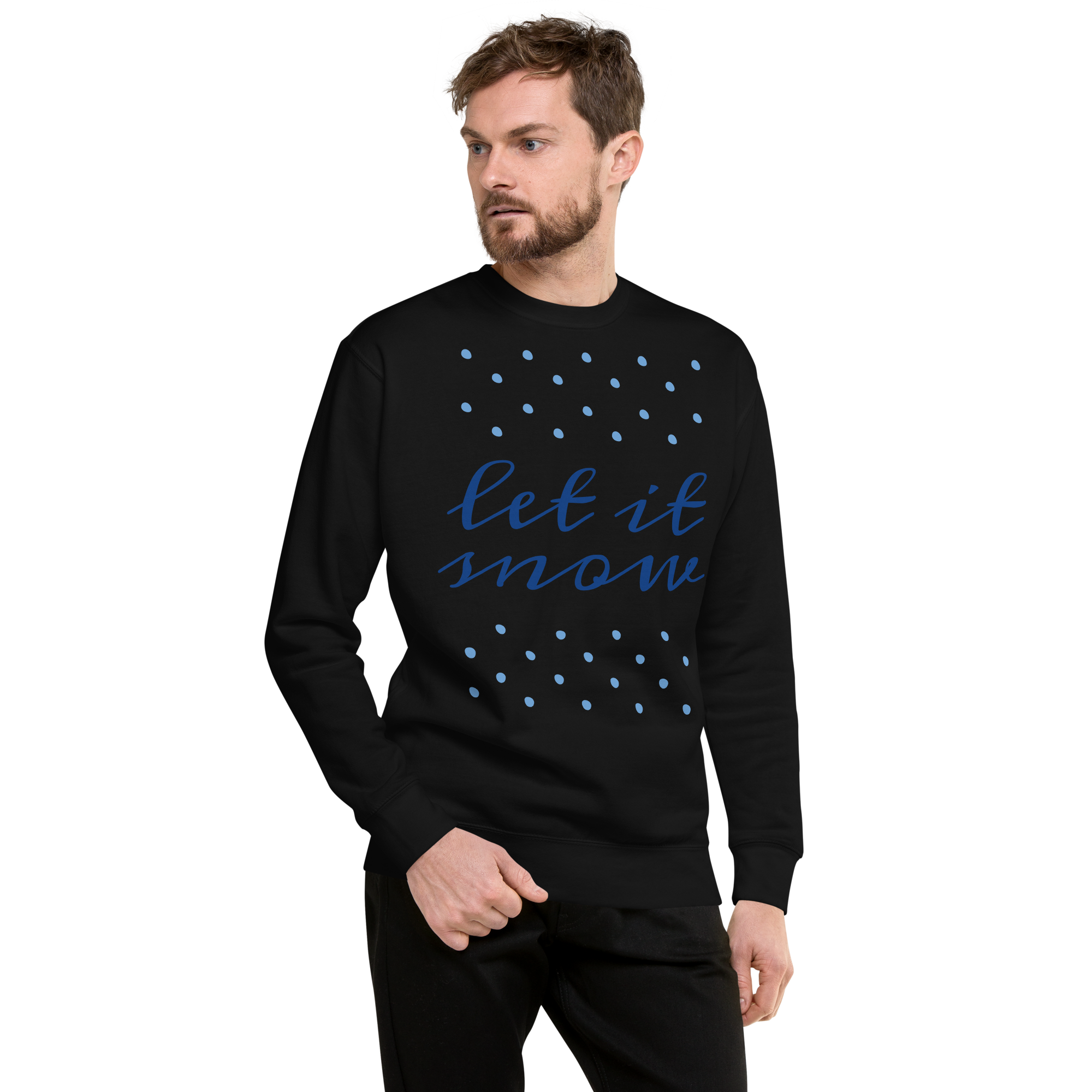 Unisex Let It Snow Christmas Premium Printed Sweatshirt white