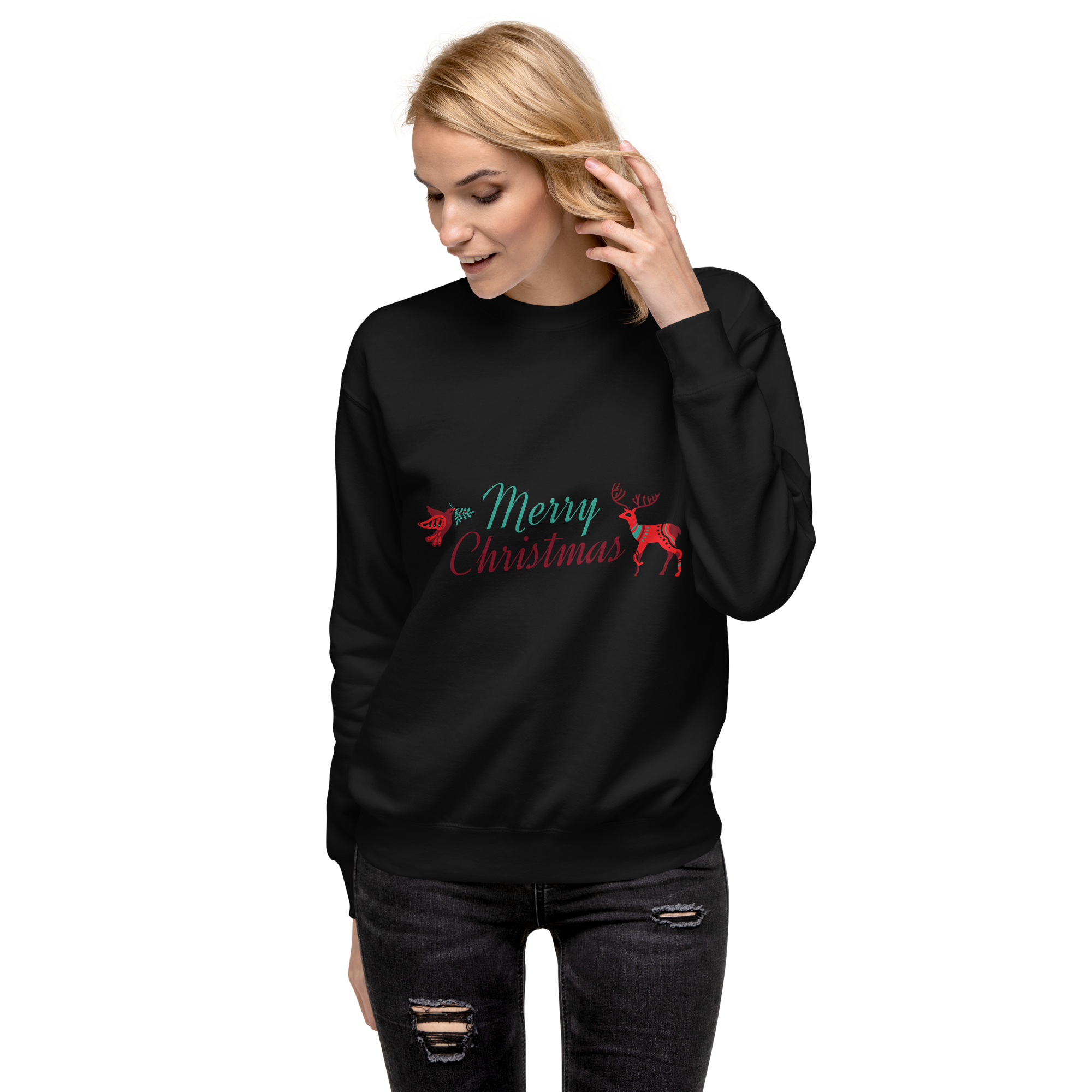Unisex Deer Christmas Premium Printed Sweatshirt 1 carbon-grey
