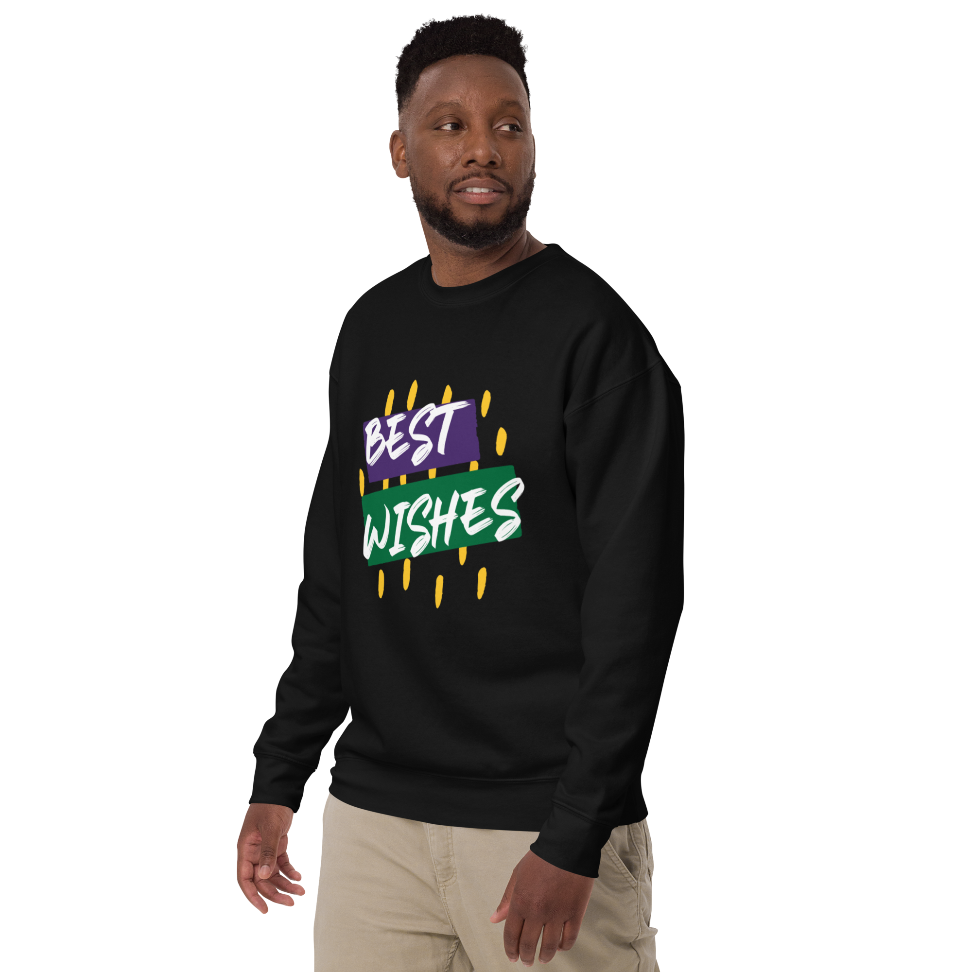 Unisex Best Wishes Premium Printed Sweatshirt black