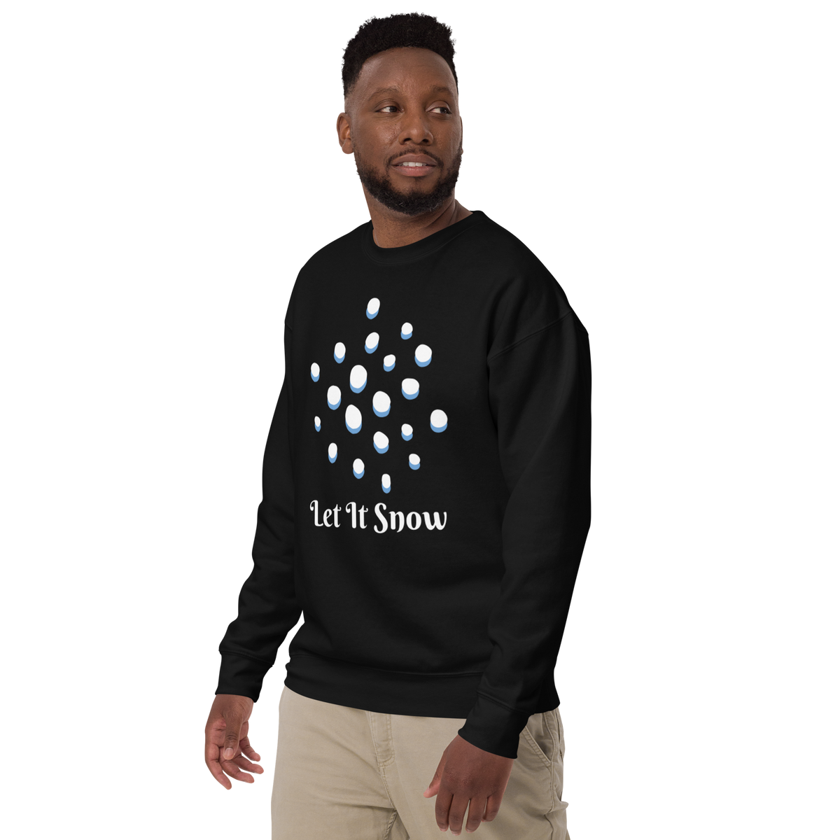 Unisex Let It Snow Winter Snowfall Premium Printed Sweatshirt black