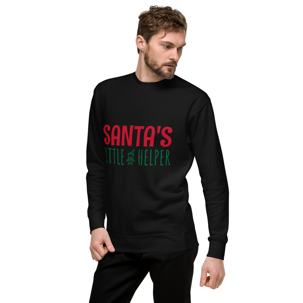 Unisex Santa S Little Helper Premium Printed Sweatshirt white