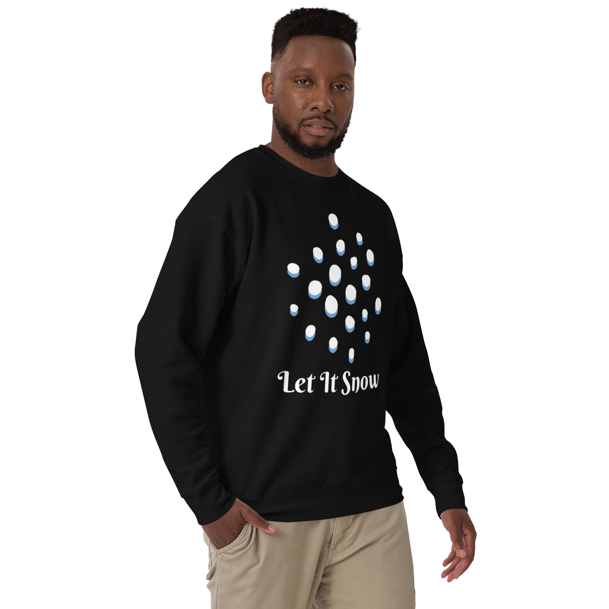 Unisex Let It Snow Winter Snowfall Premium Printed Sweatshirt black