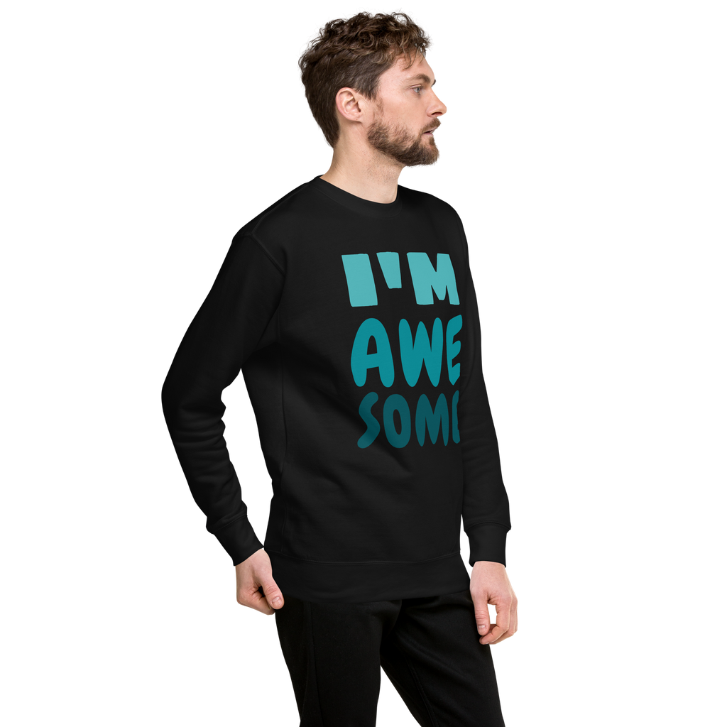 Unisex I M Awesome Premium Printed Sweatshirt charcoal-heather