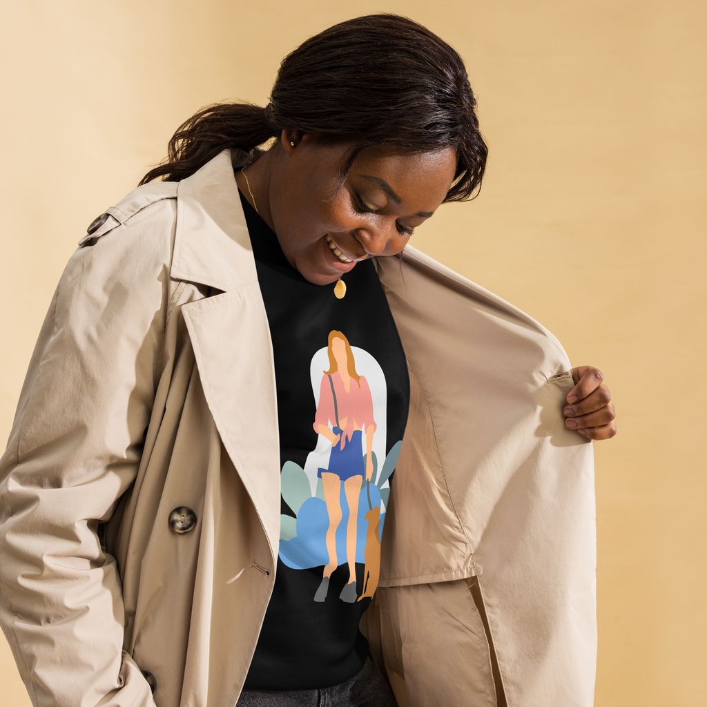 Unisex Girl With Dog Premium Printed Sweatshirt black