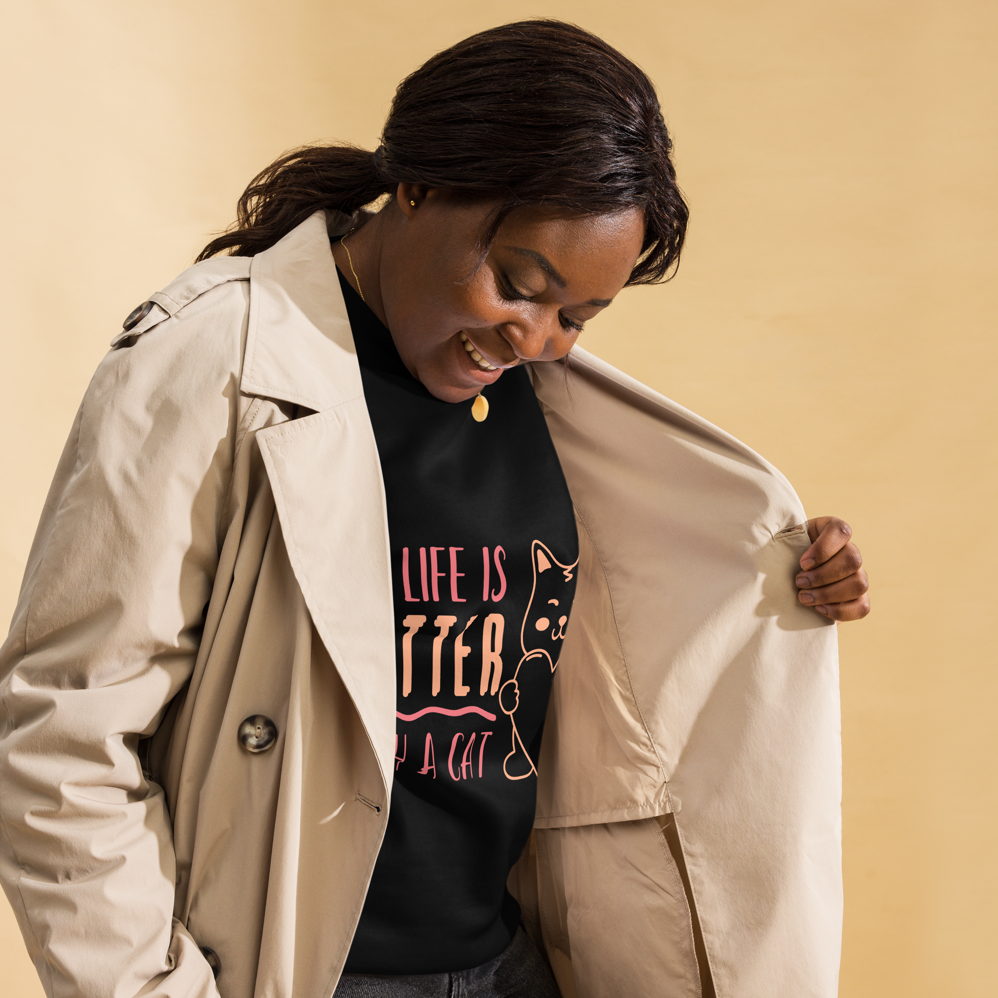 Unisex Life Is Better With A Cat Premium Printed Sweatshirt 
