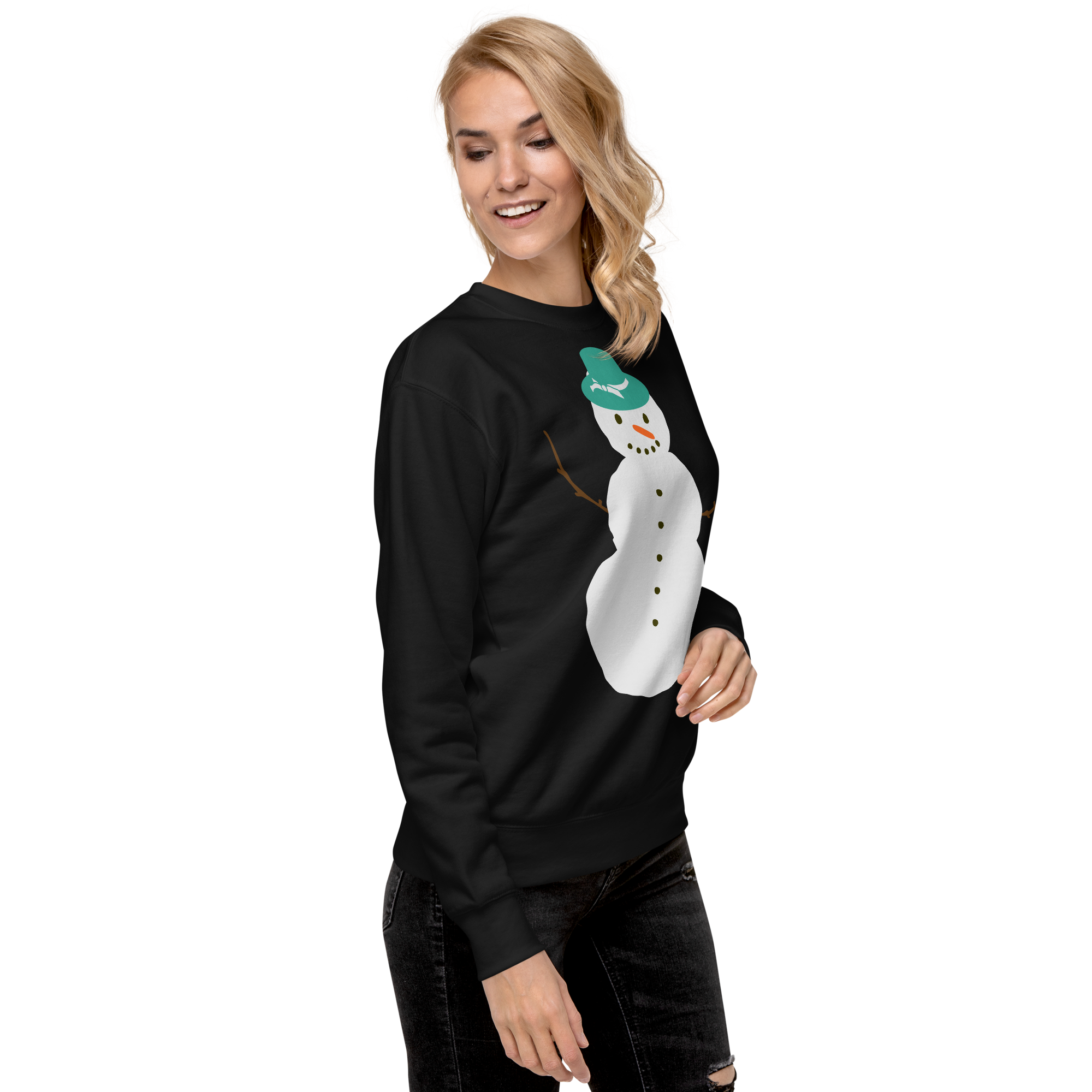 Unisex Snowman Christmas Premium Printed Sweatshirt black