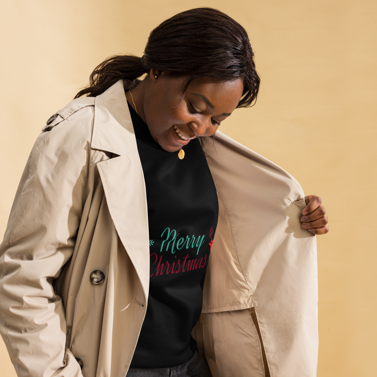 Unisex Deer Christmas Premium Printed Sweatshirt 1 bone