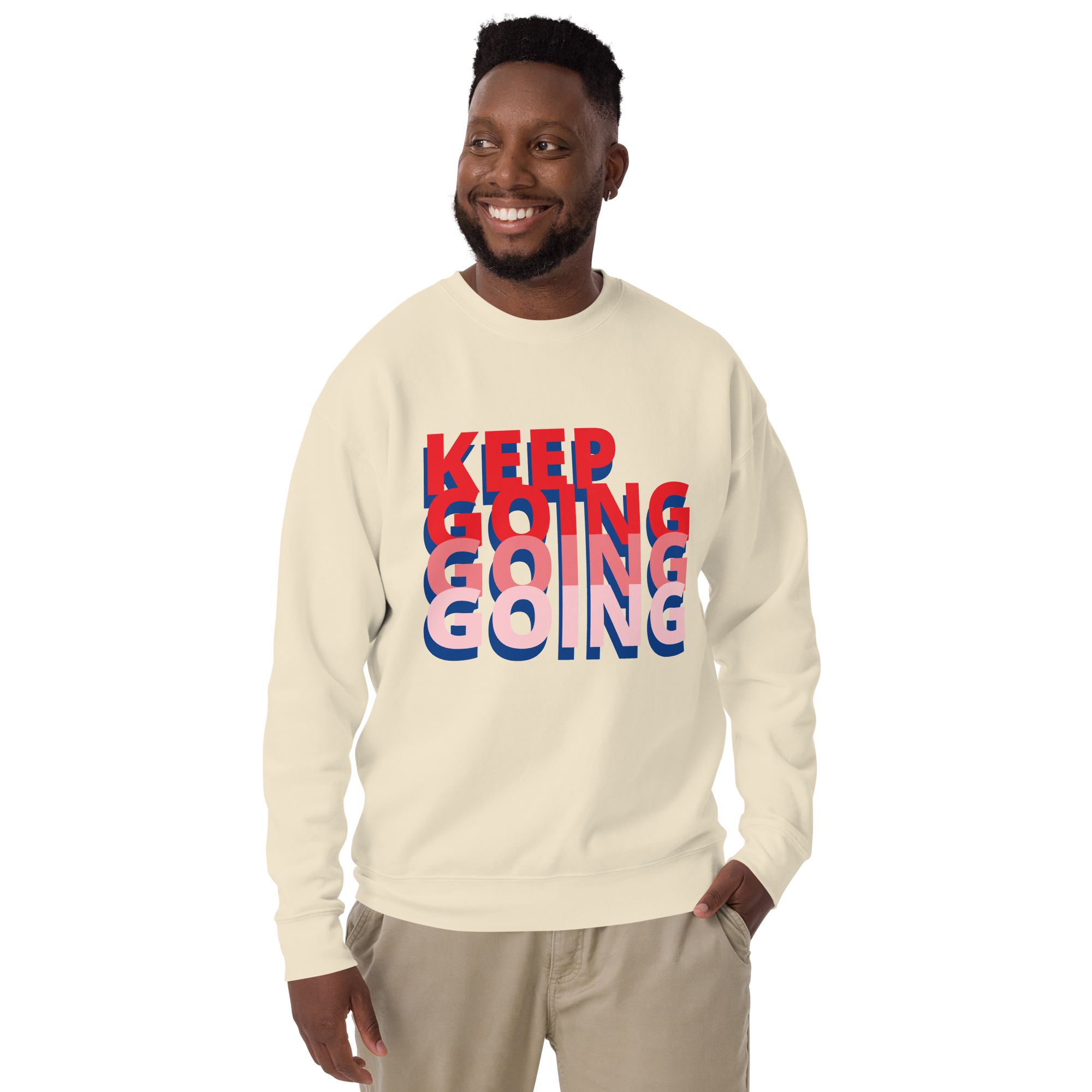 Unisex Keep Going Premium Printed Sweatshirt white