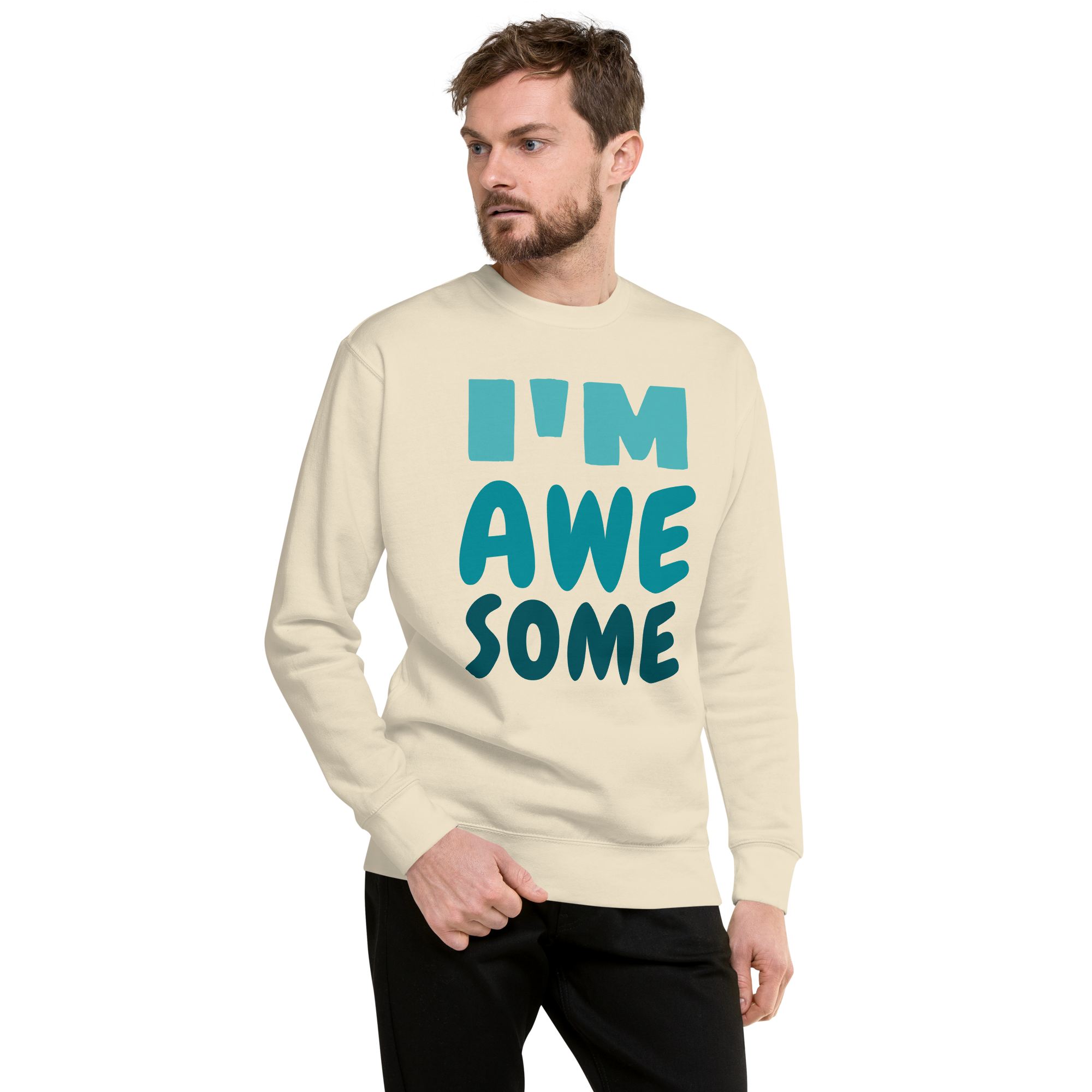 Unisex I M Awesome Premium Printed Sweatshirt carbon-grey