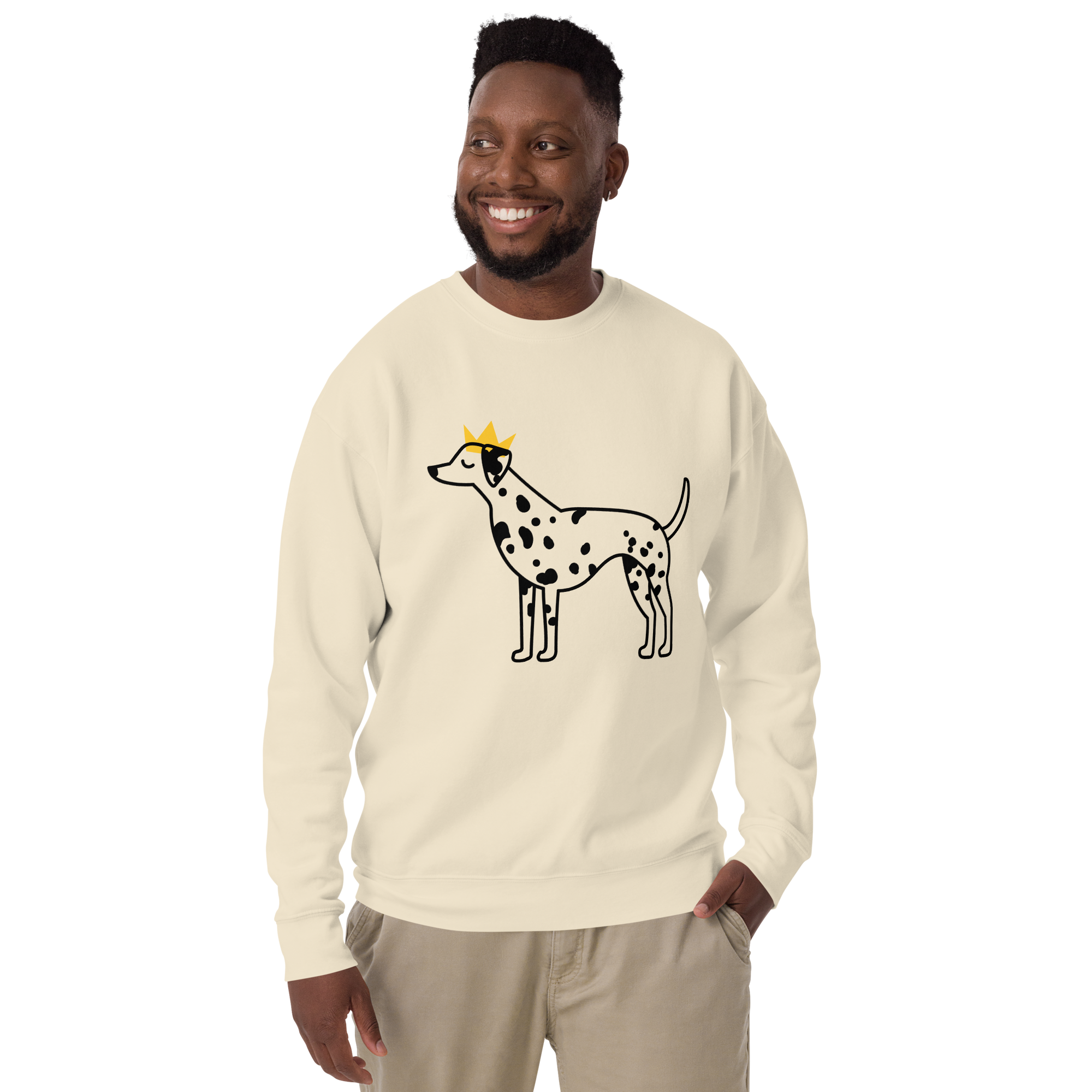 Unisex Crowned Dog Graphic Premium Printed Sweatshirt team-red