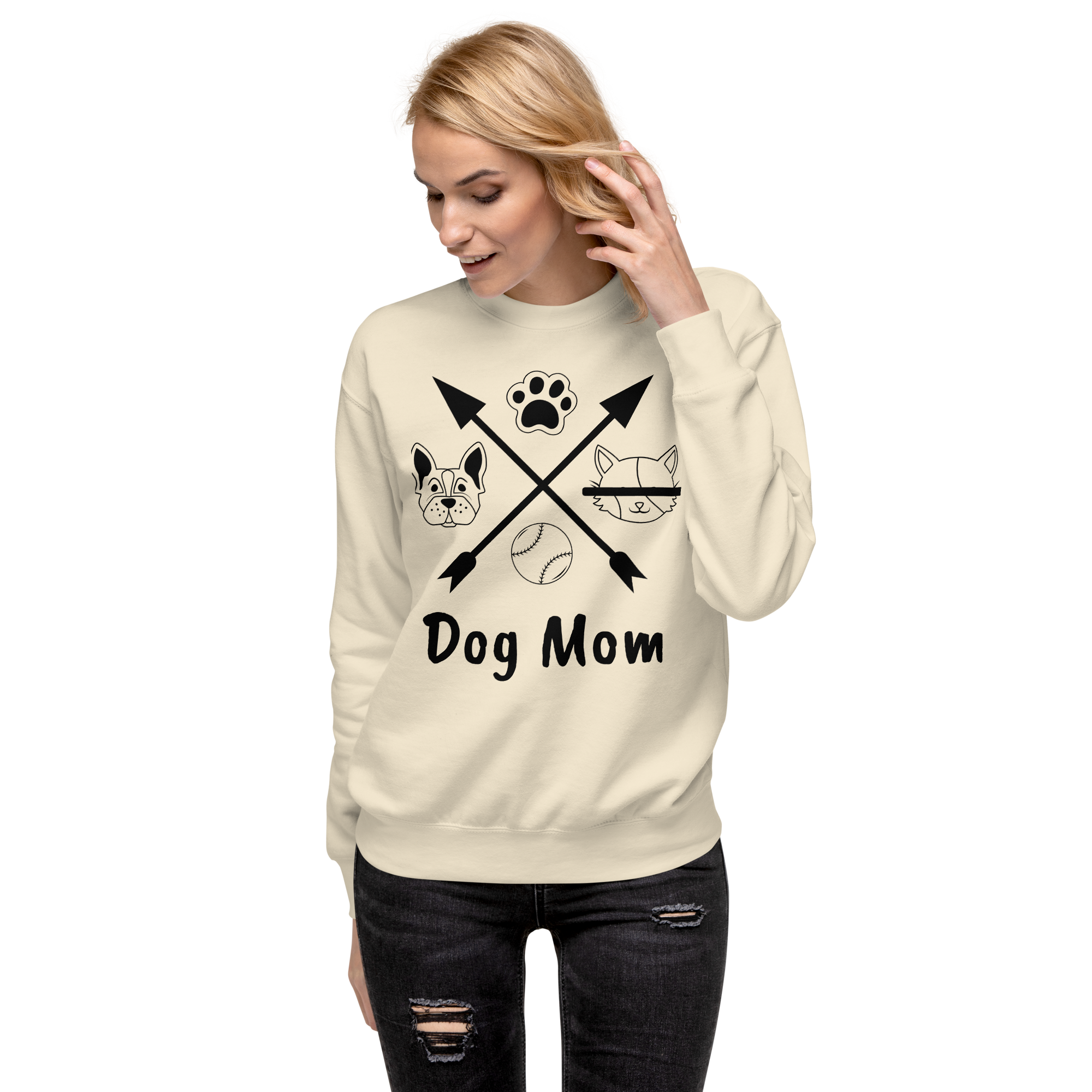 Unisex Dog Mom Graphic Premium Printed Sweatshirt dusty-rose