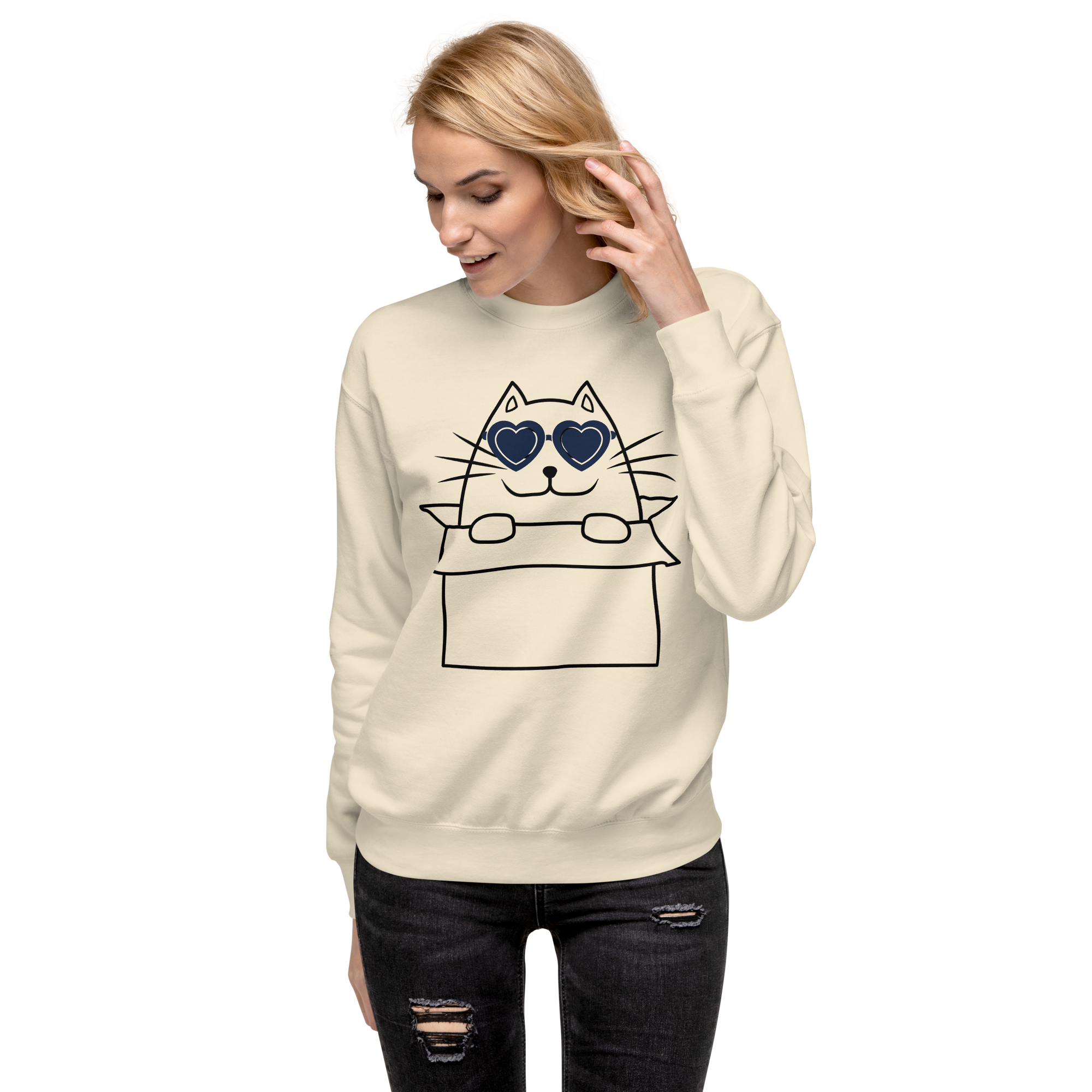 Unisex Cat In A Box Premium Printed Sweatshirt team-red