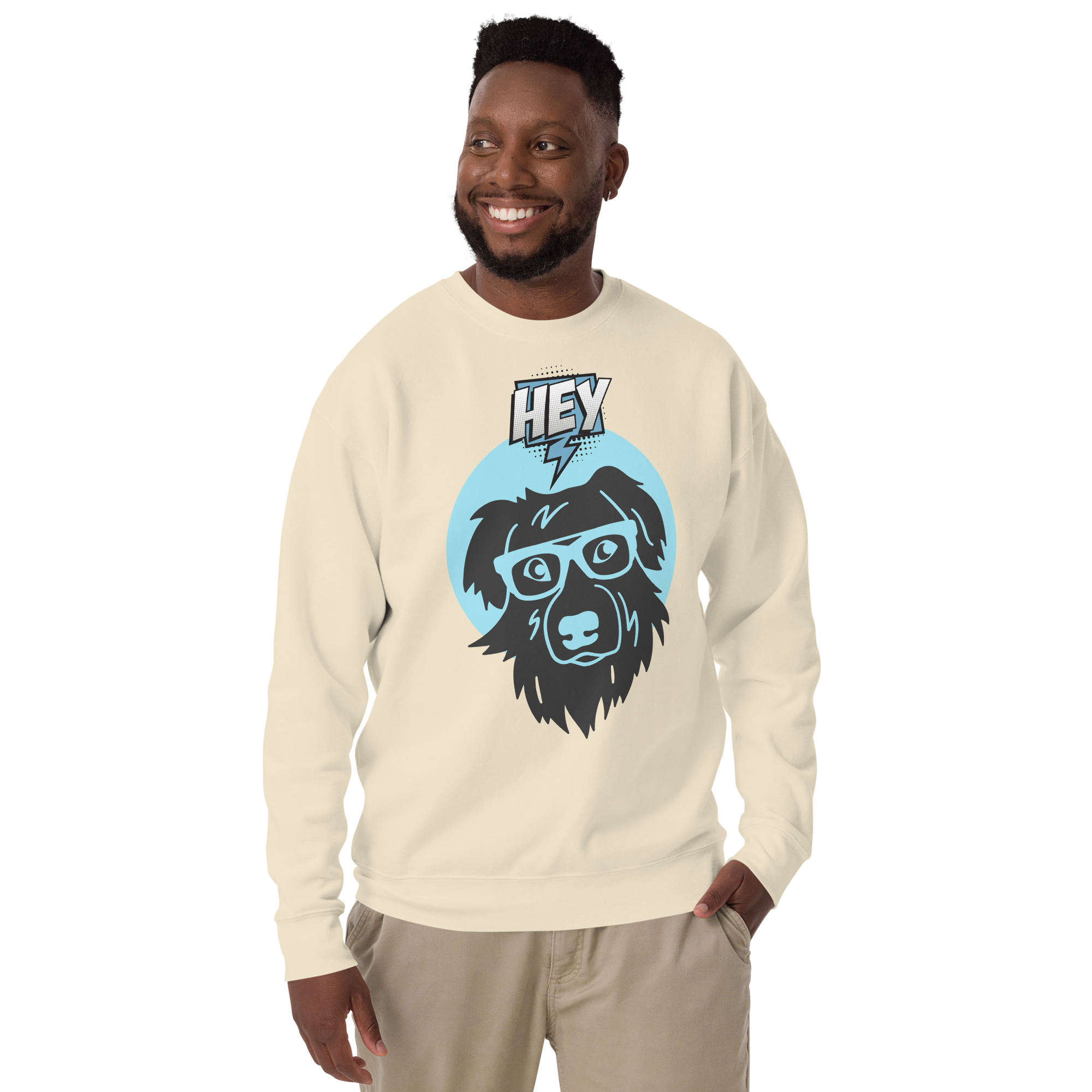 Unisex Hey Dog Graphic Premium Printed Sweatshirt black