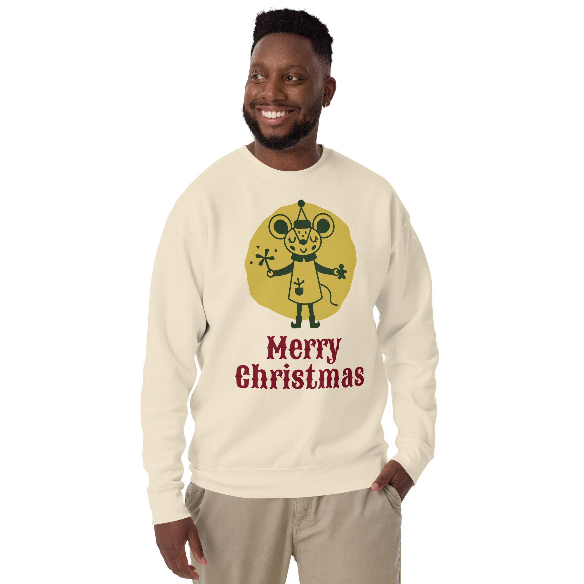 Unisex Merry Christmas Jerry Premium Printed Sweatshirt black