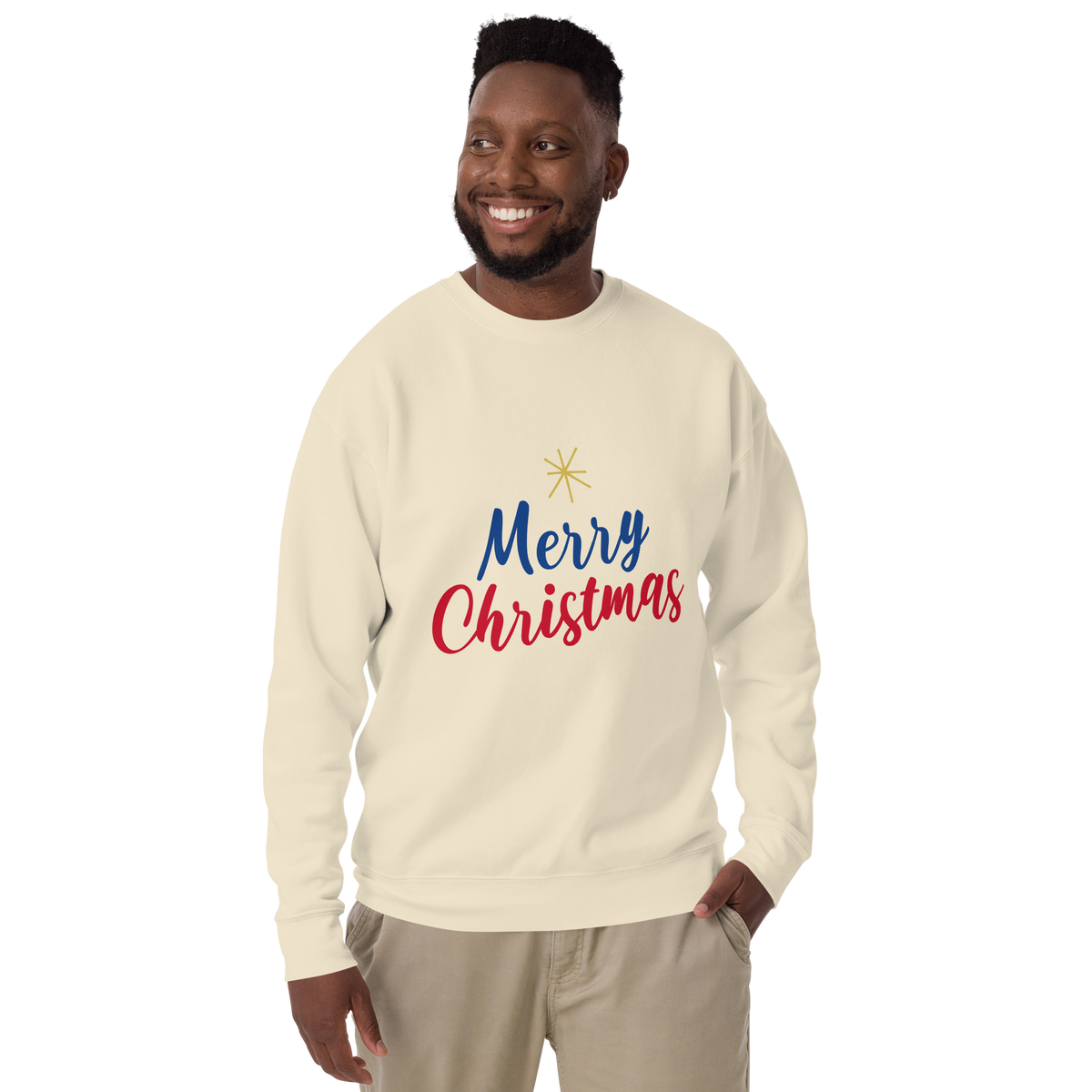 Unisex Merry Christmas Premium Printed Sweatshirt Forest Green