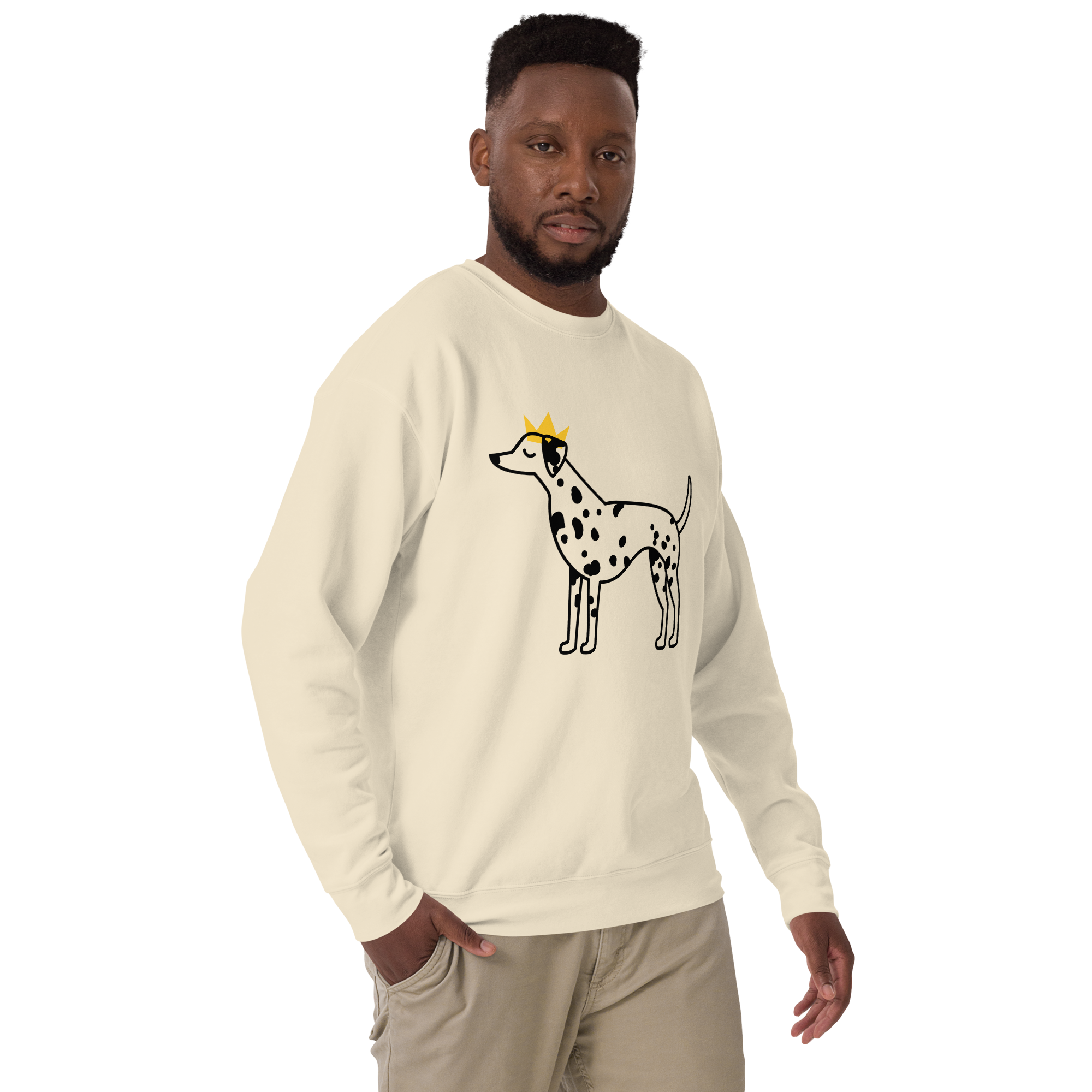 Unisex Crowned Dog Graphic Premium Printed Sweatshirt team-red