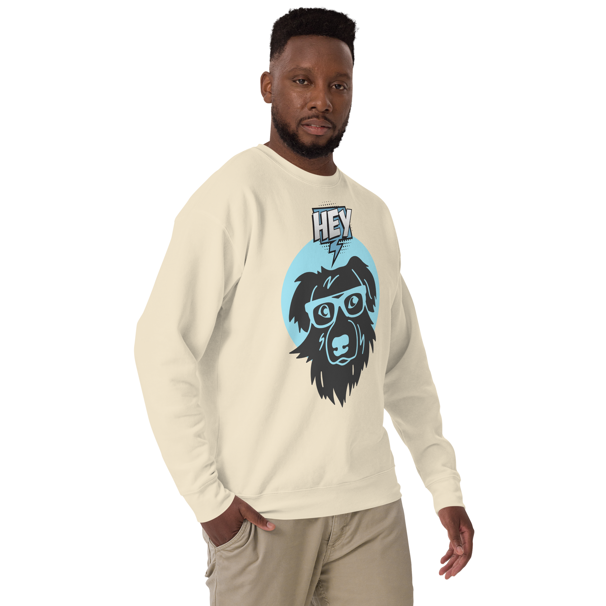 Unisex Hey Dog Graphic Premium Printed Sweatshirt black