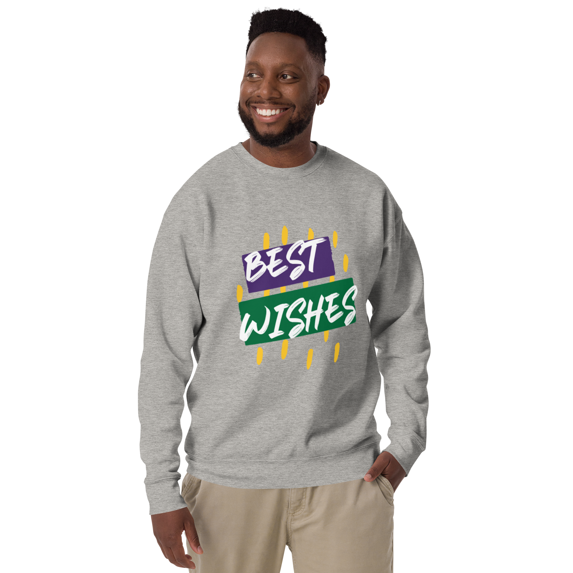 Unisex Best Wishes Premium Printed Sweatshirt white