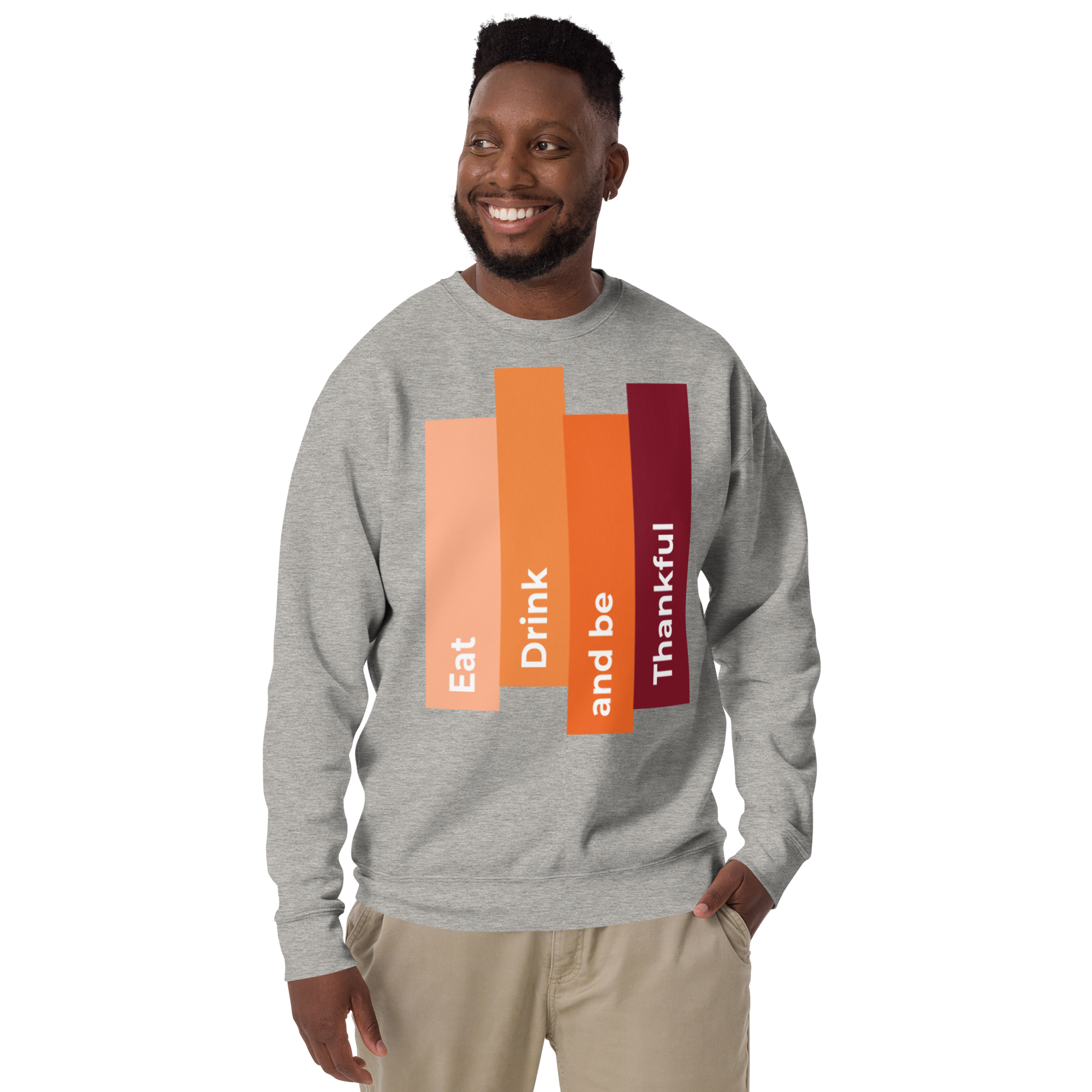 Unisex Eat Drink Be Thankful Fall Premium Printed Sweatshirt white