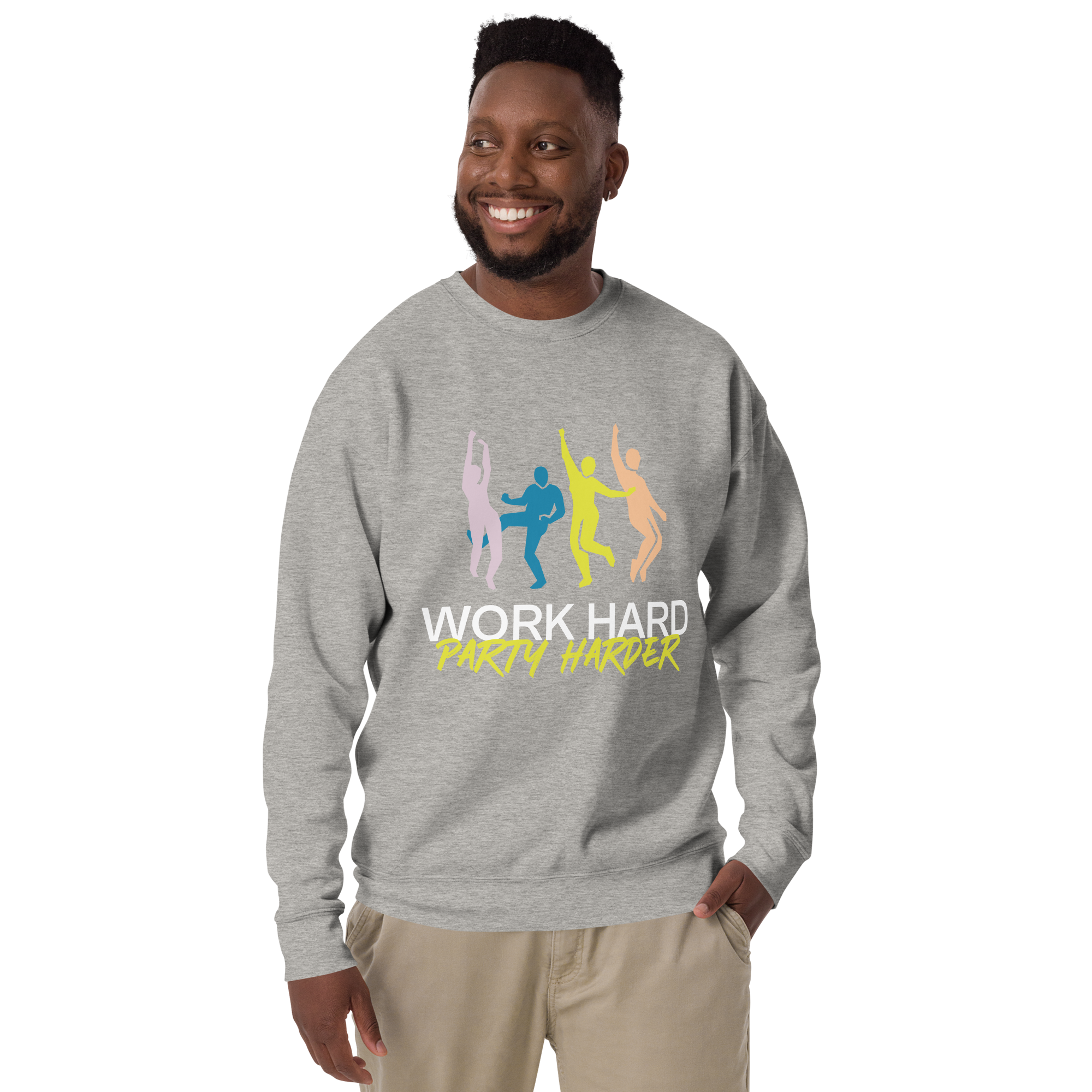 Unisex Work Hard Party Harder Premium Printed Sweatshirt black
