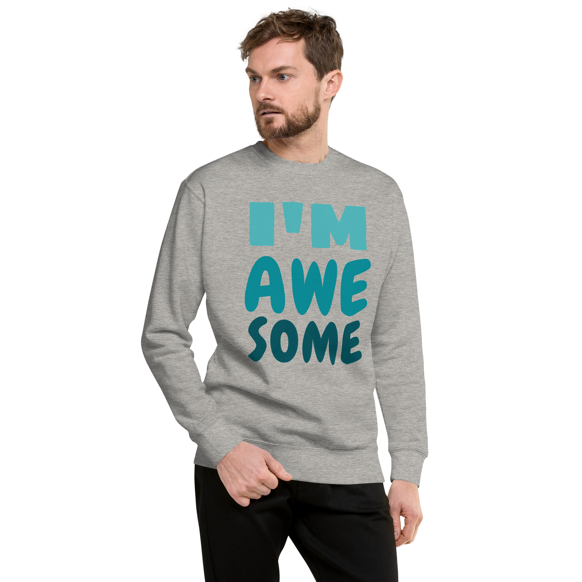 Unisex I M Awesome Premium Printed Sweatshirt dusty-rose