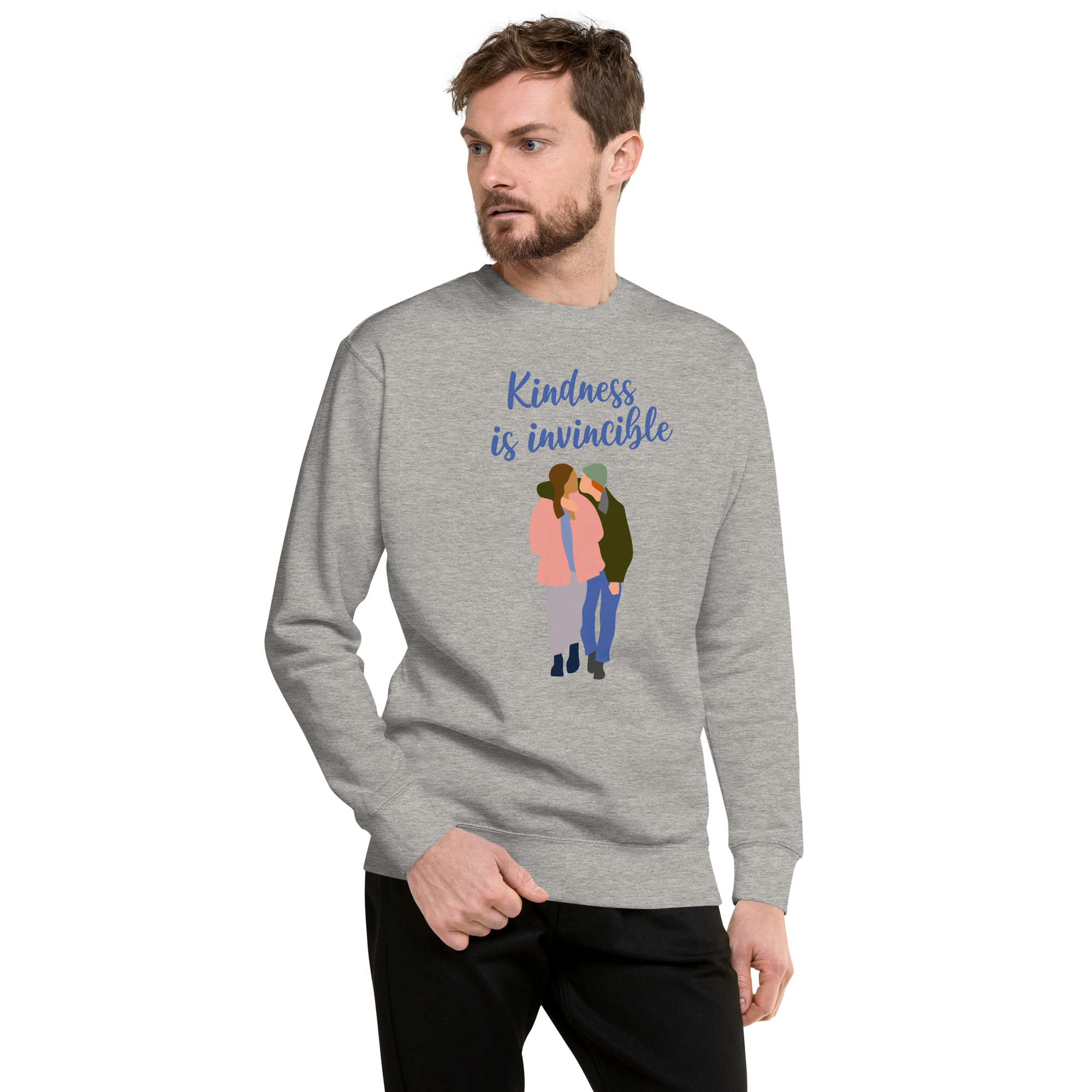 Unisex Kindness Is Invincible Premium Printed Sweatshirt forest-green