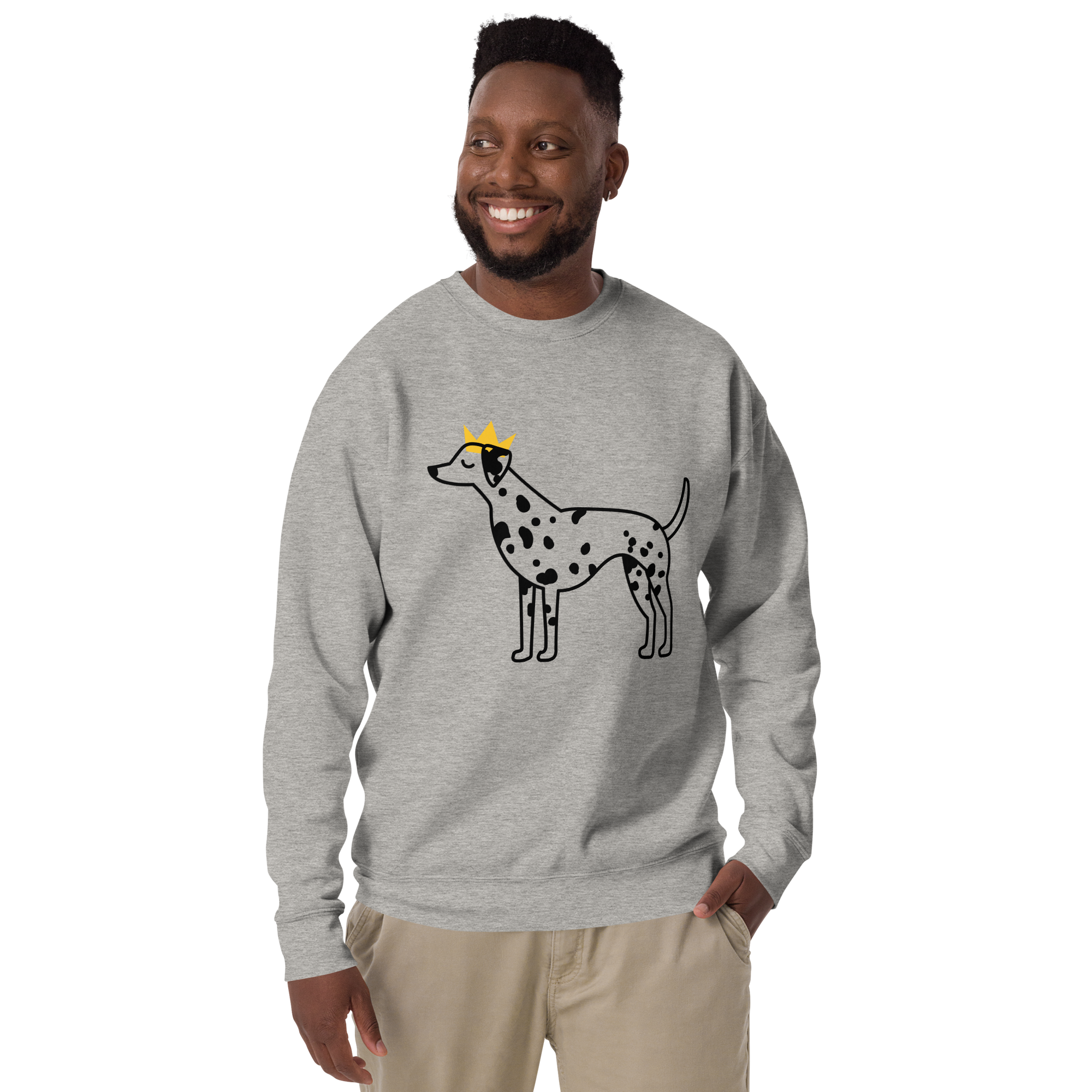 Unisex Crowned Dog Graphic Premium Printed Sweatshirt bone