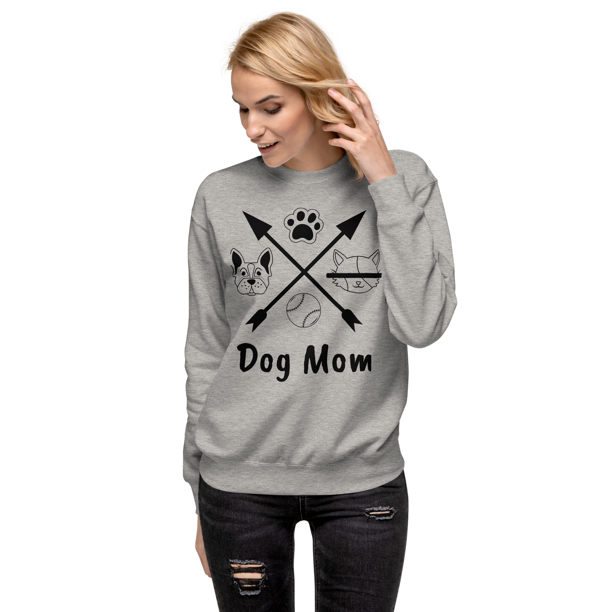 Unisex Dog Mom Graphic Premium Printed Sweatshirt bone