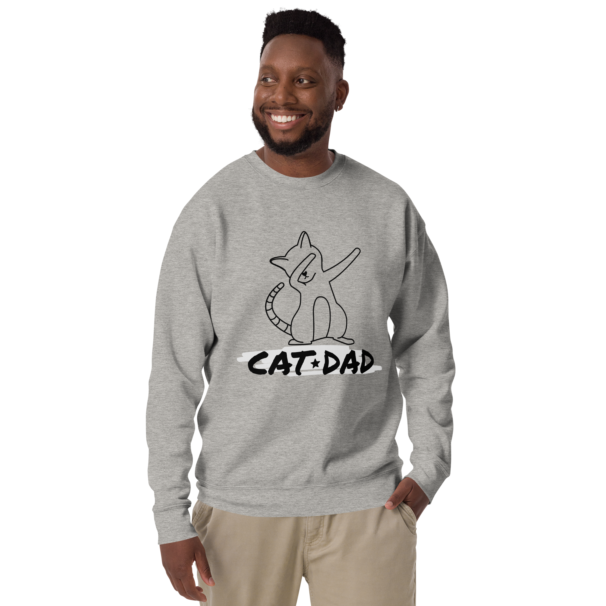Unisex Cat Dad Graphic Premium Printed Sweatshirt forest-green