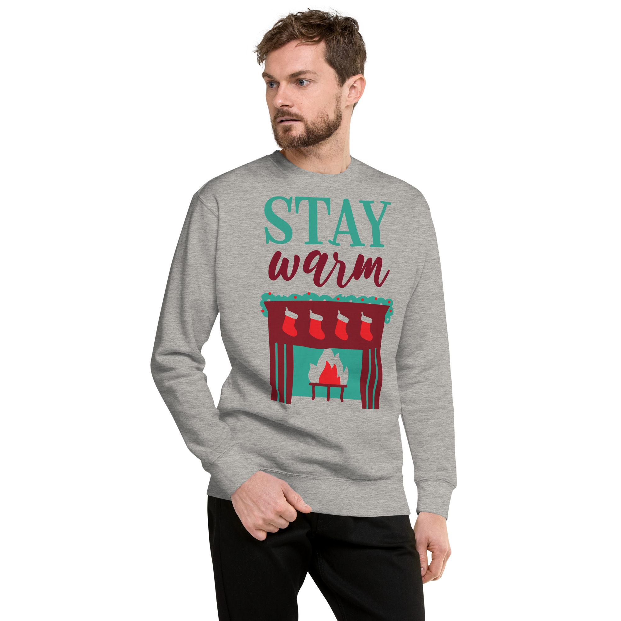 Unisex Stay Warm Christmas Premium Printed Sweatshirt white