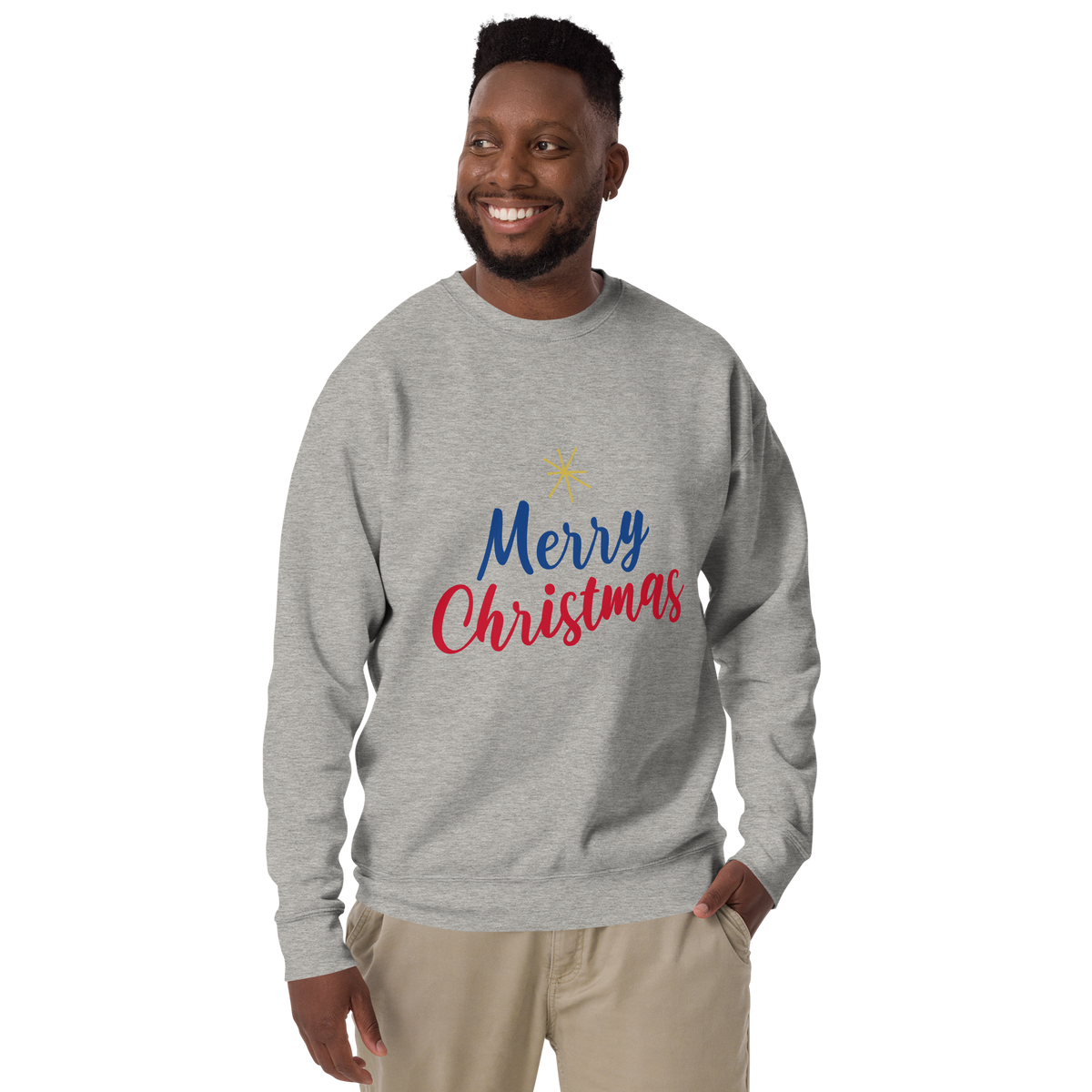 Unisex Merry Christmas Premium Printed Sweatshirt Carbon Grey