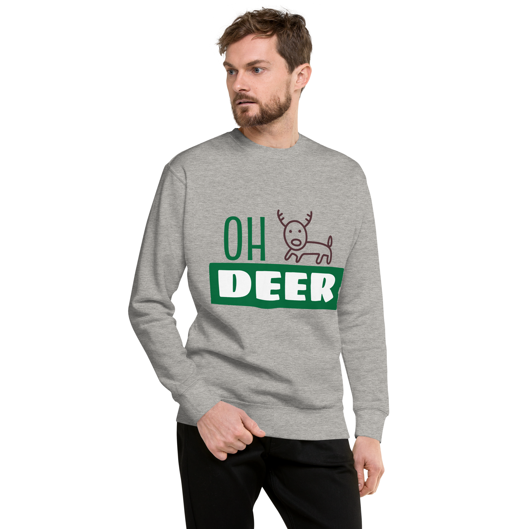 Unisex Deer Christmas Premium Printed Sweatshirt black
