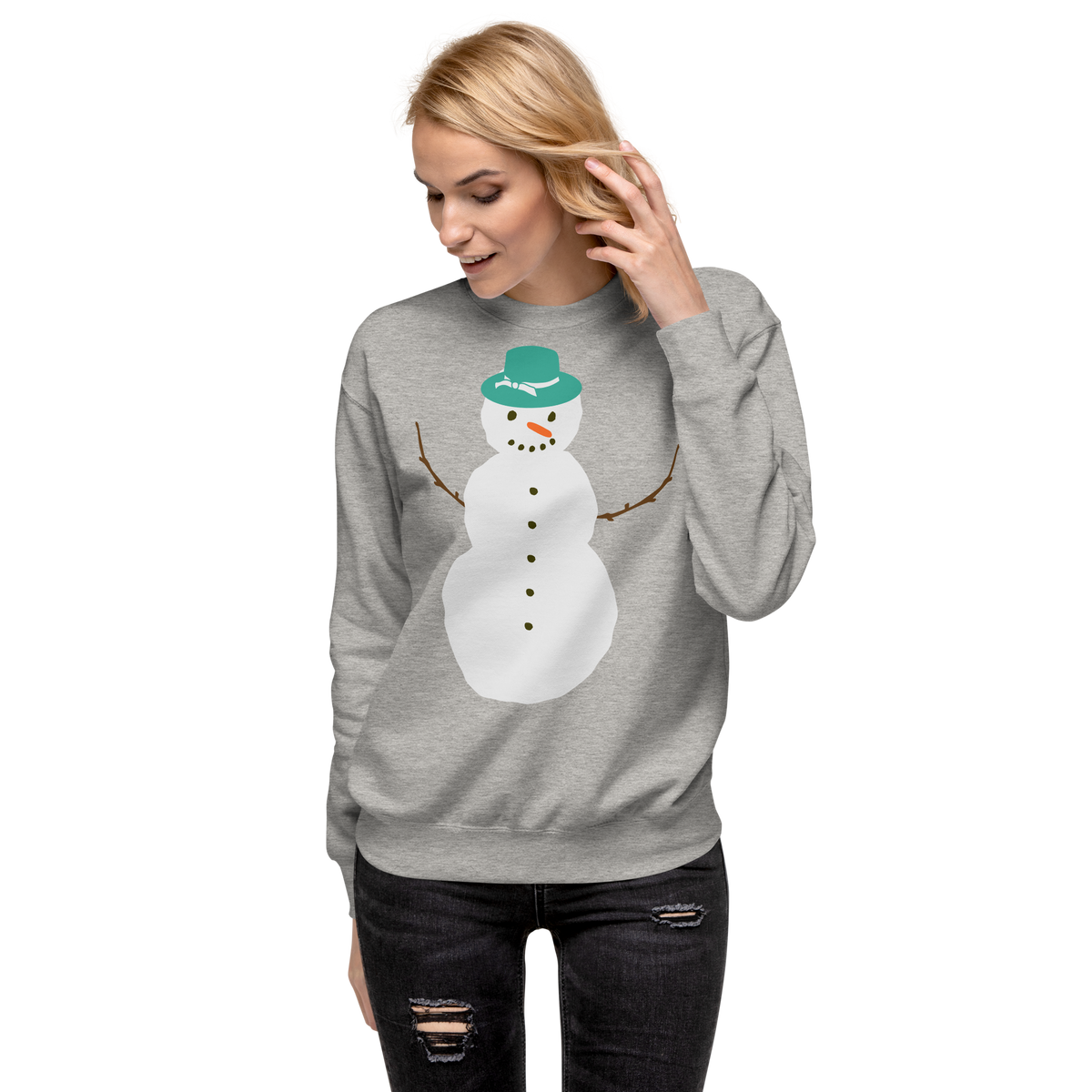 Unisex Snowman Christmas Premium Printed Sweatshirt forest-green
