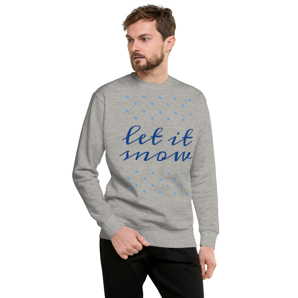 Unisex Let It Snow Christmas Premium Printed Sweatshirt bone
