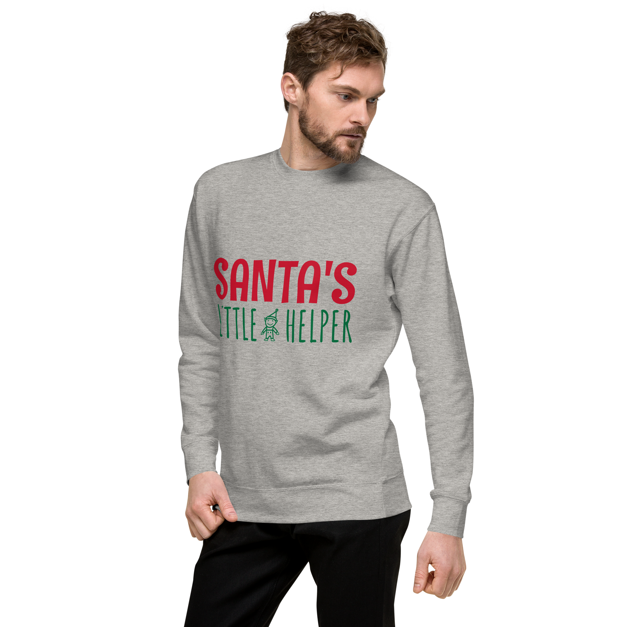 Unisex Santa S Little Helper Premium Printed Sweatshirt black
