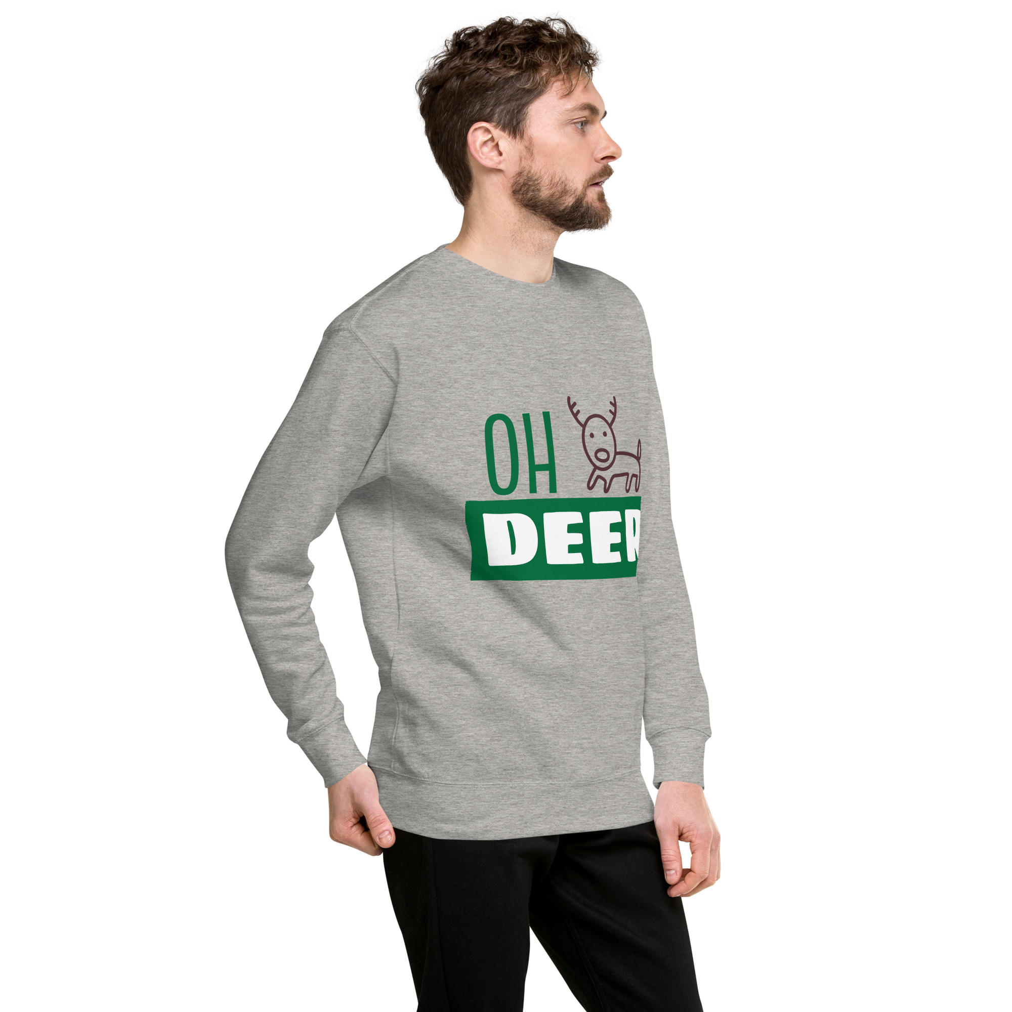 Unisex Deer Christmas Premium Printed Sweatshirt black