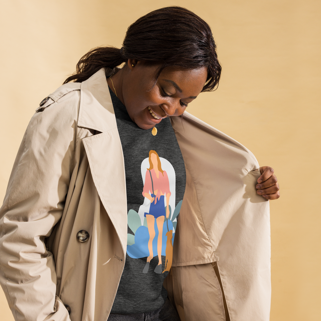 Unisex Girl With Dog Premium Printed Sweatshirt navy-blazer