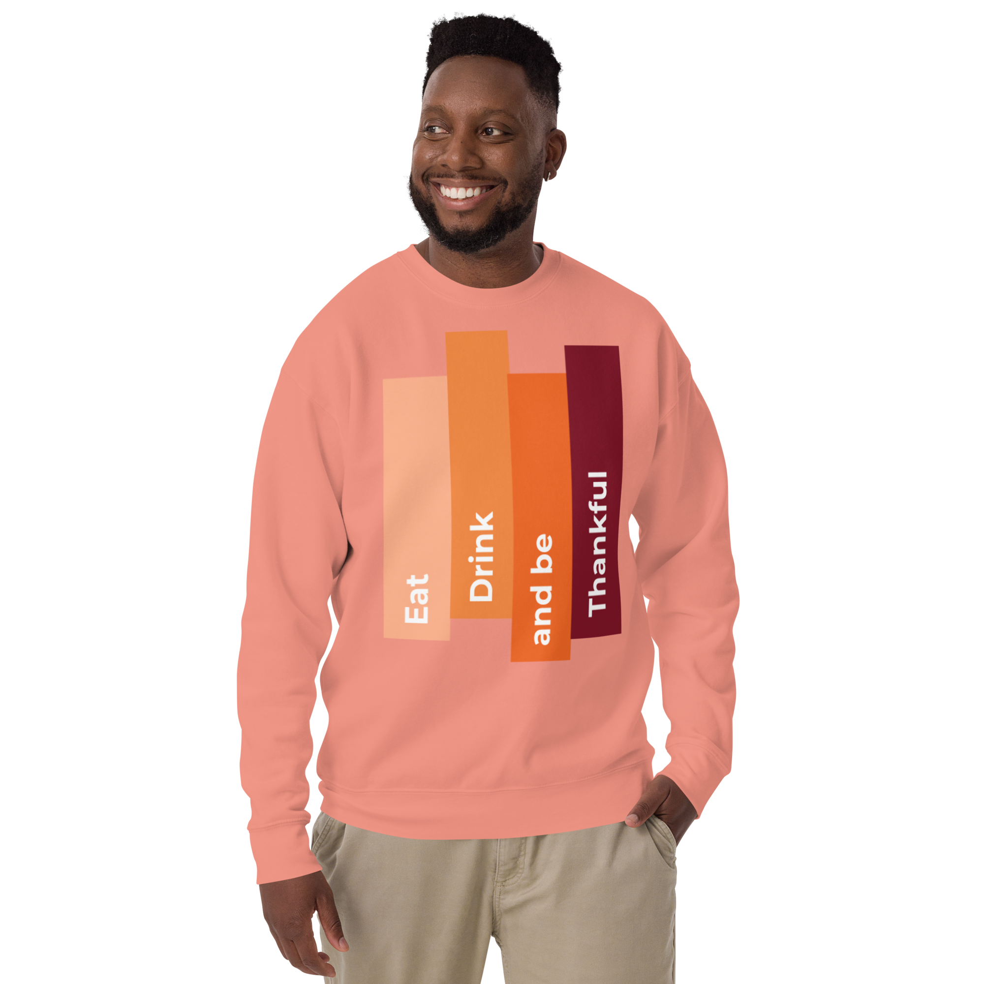 Unisex Eat Drink Be Thankful Fall Premium Printed Sweatshirt carbon-grey