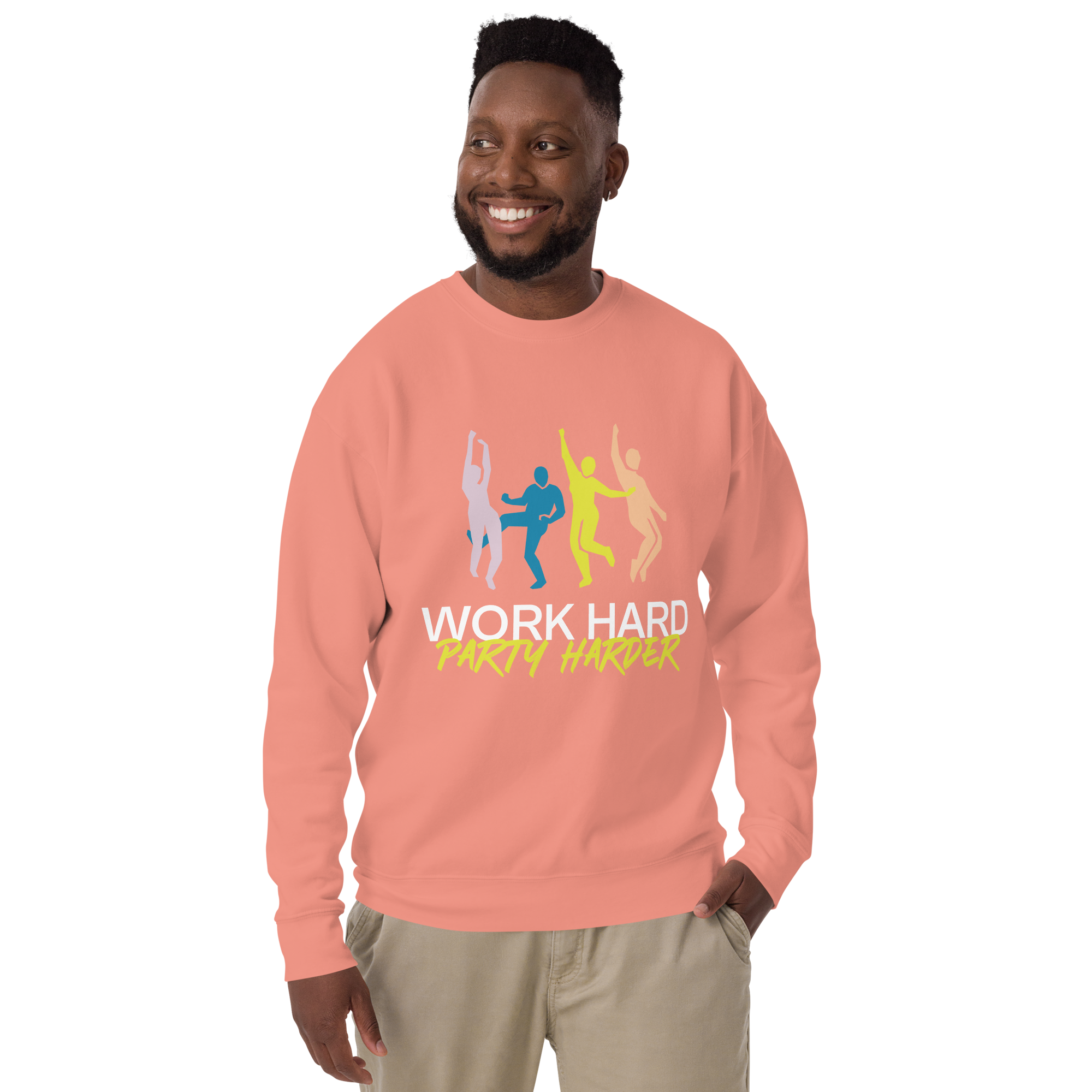 Unisex Work Hard Party Harder Premium Printed Sweatshirt carbon-grey