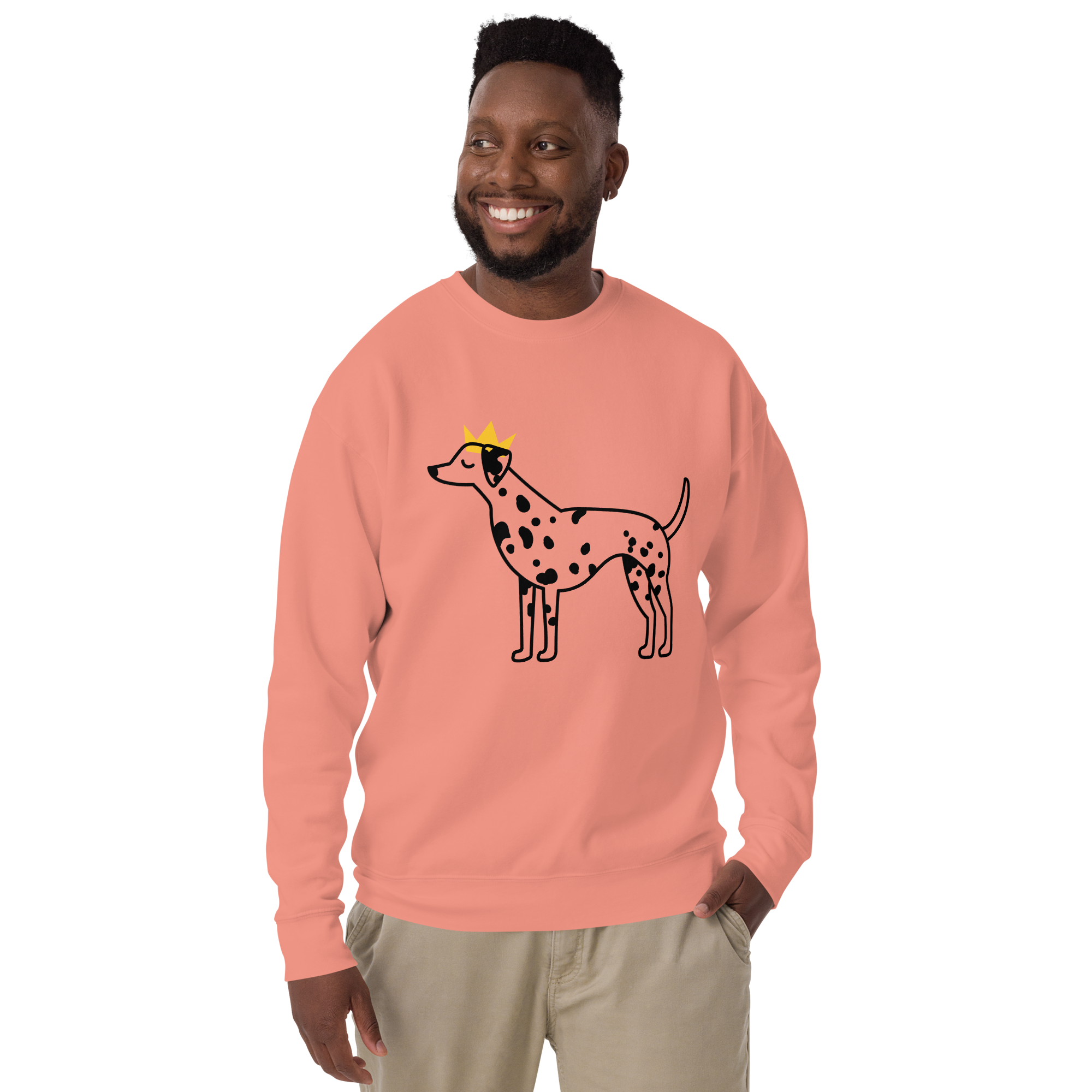 Unisex Crowned Dog Graphic Premium Printed Sweatshirt carbon-grey