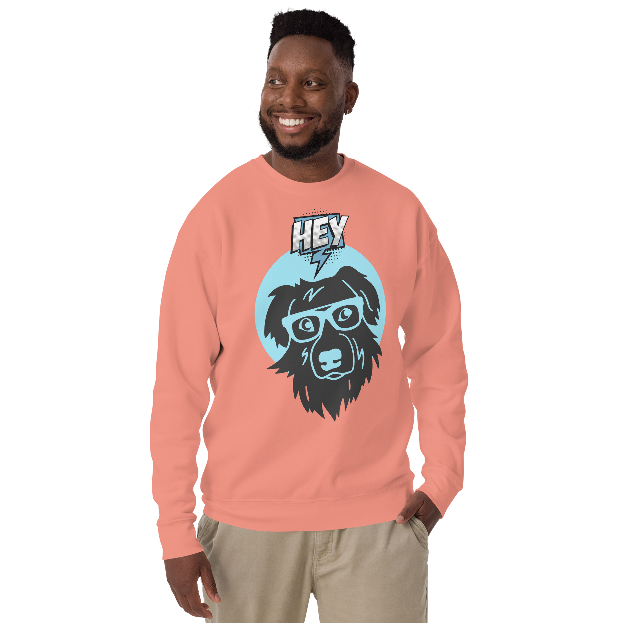 Unisex Hey Dog Graphic Premium Printed Sweatshirt forest-green