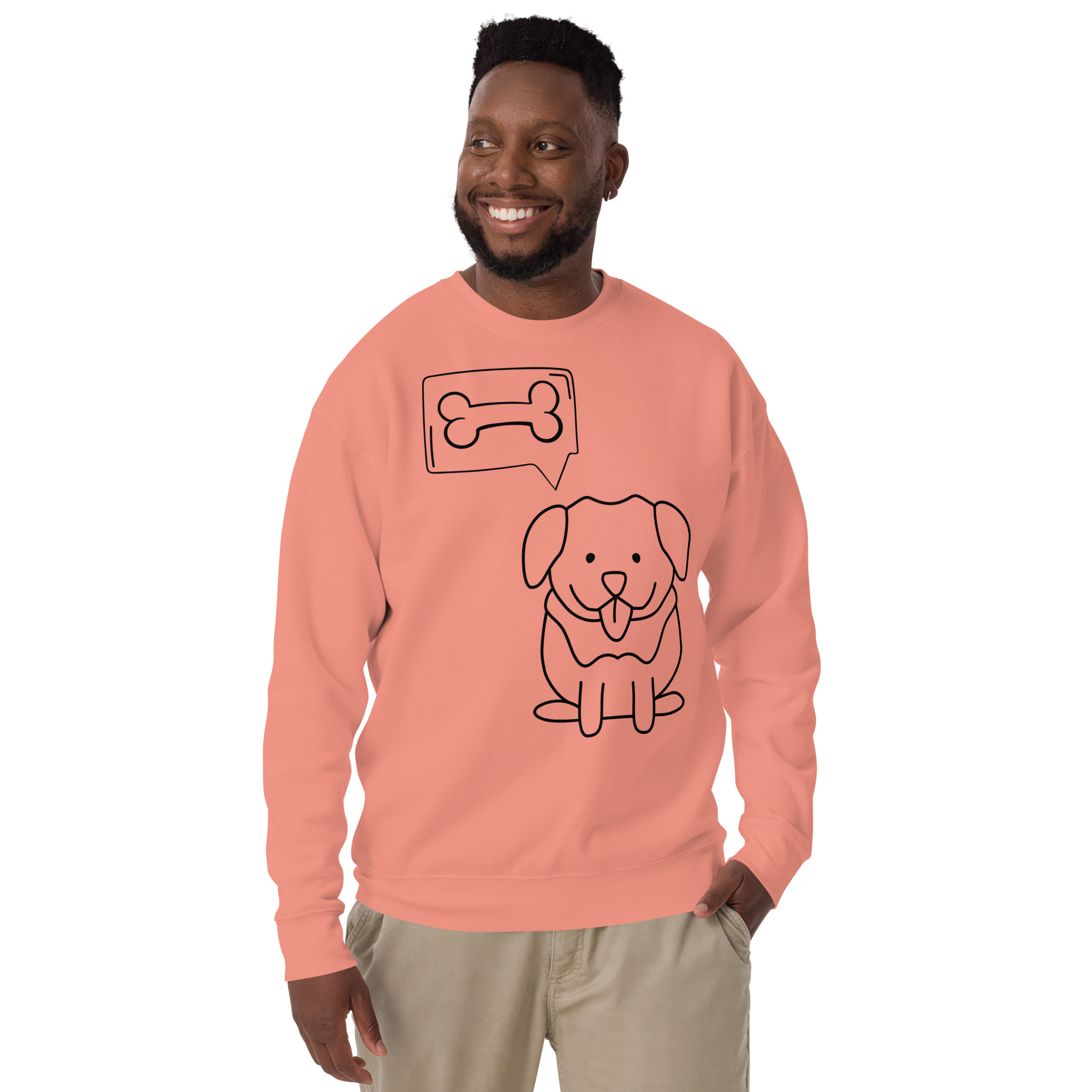 Unisex Cute Dog With A Bone Premium Printed Sweatshirt dusty-rose