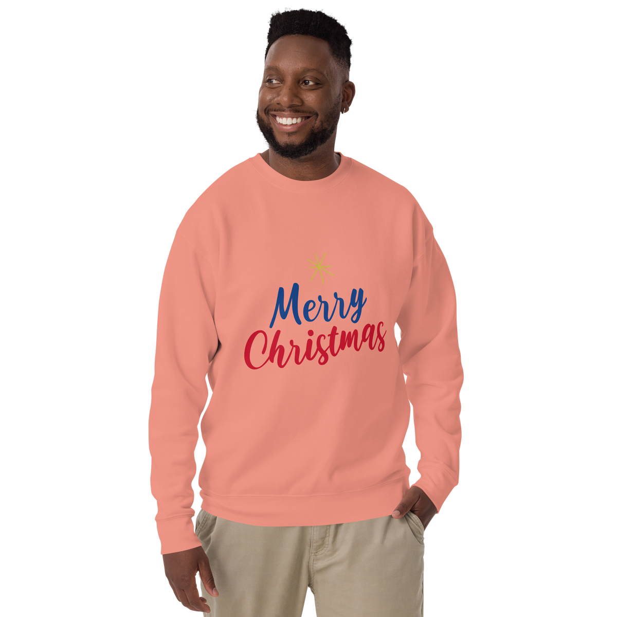 Unisex Merry Christmas Premium Printed Sweatshirt Dusty Rose