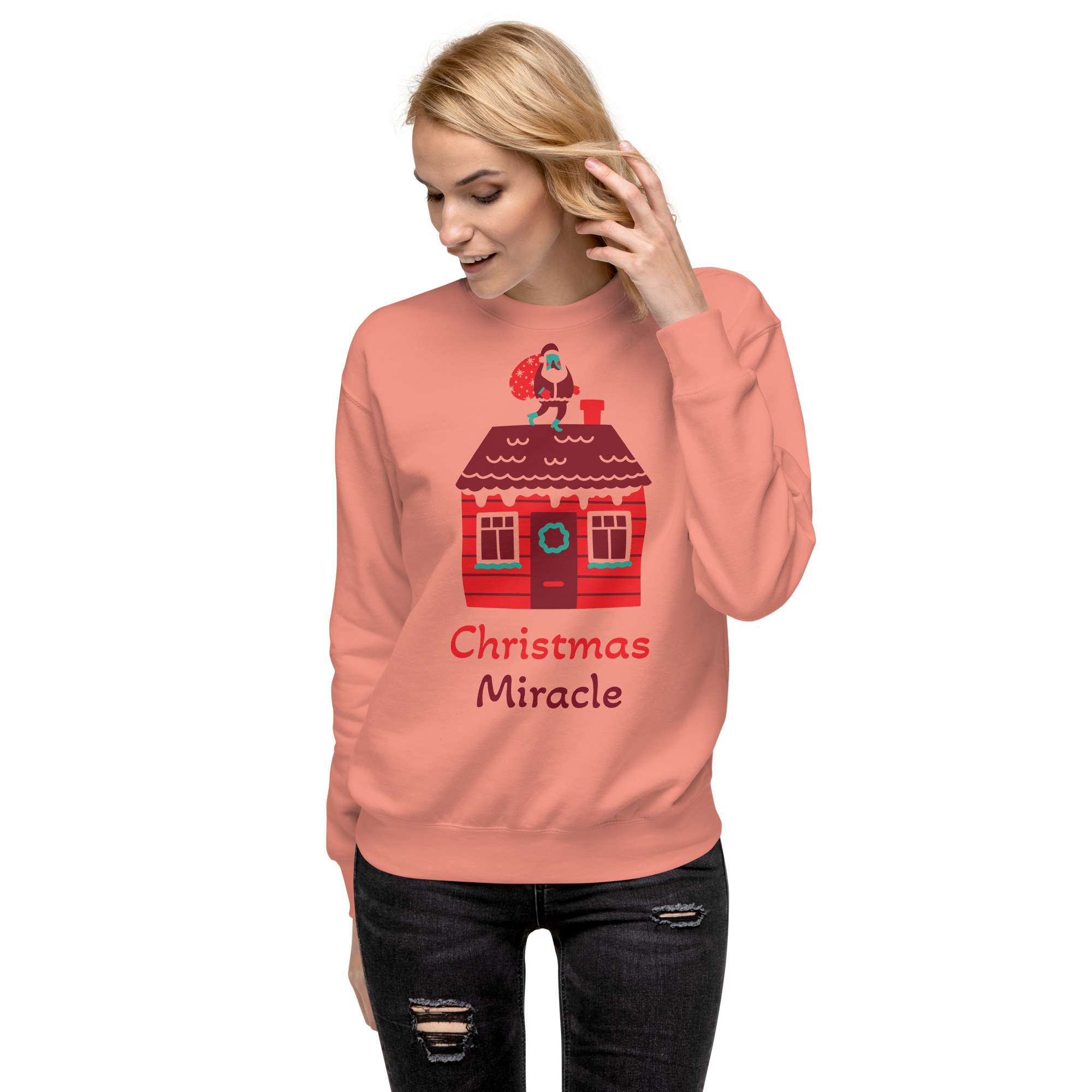 Unisex Christmas Miracle Home Premium Printed Sweatshirt carbon-grey