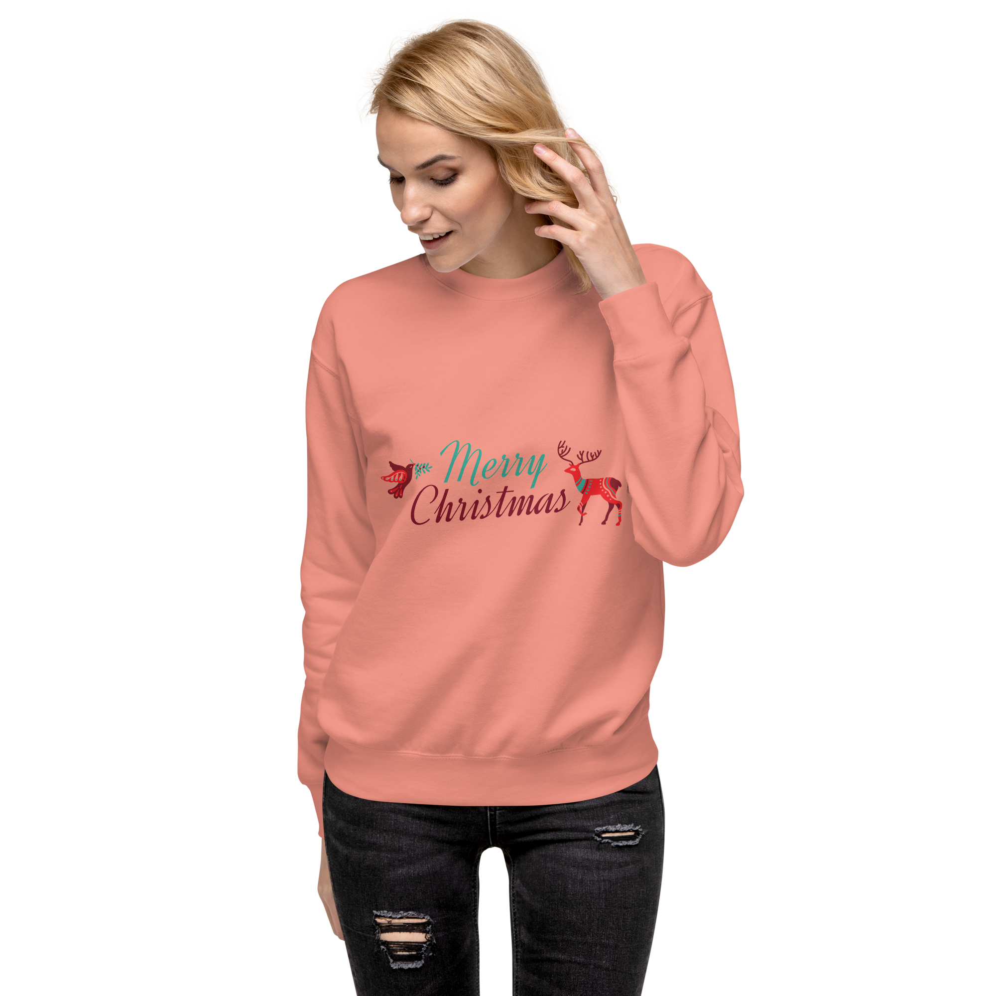 Unisex Deer Christmas Premium Printed Sweatshirt 1 black