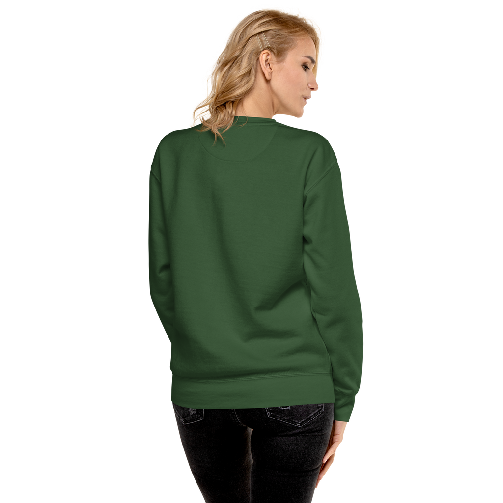 Unisex Woman With Cat Premium Printed Sweatshirt forest-green