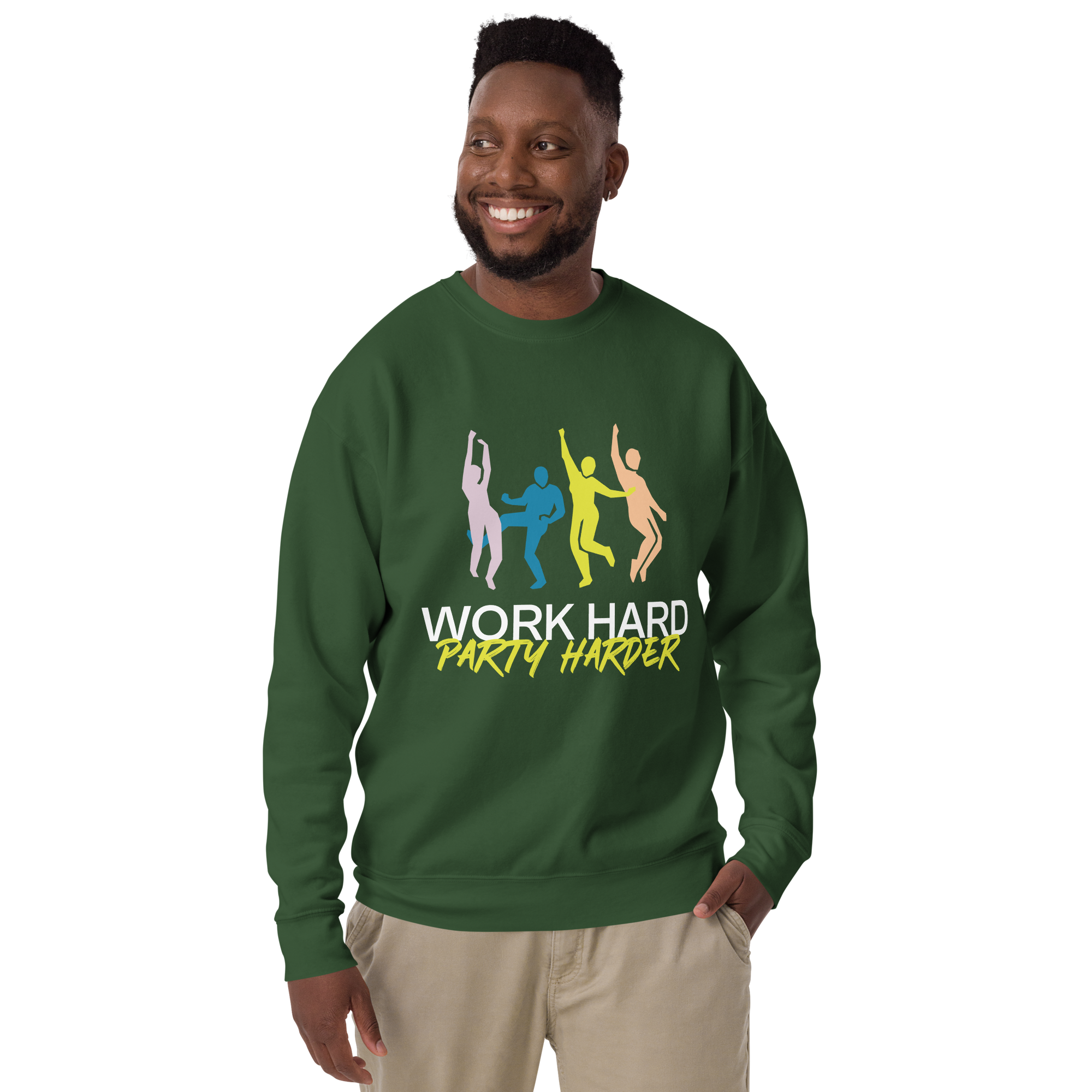 Unisex Work Hard Party Harder Premium Printed Sweatshirt team-red