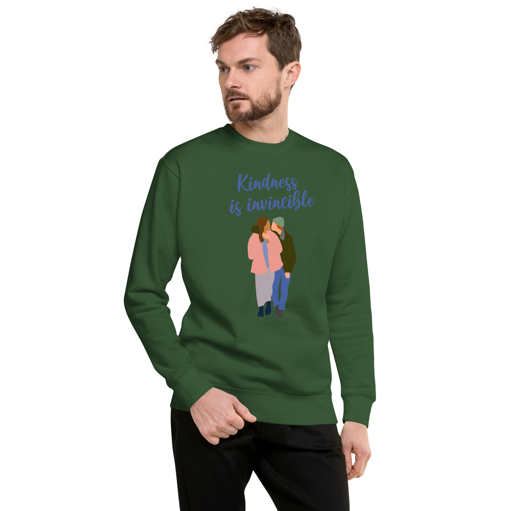 Unisex Kindness Is Invincible Premium Printed Sweatshirt black