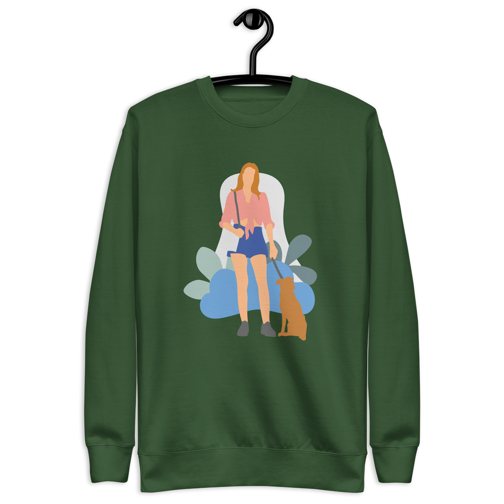 Unisex Girl With Dog Premium Printed Sweatshirt vintage-black